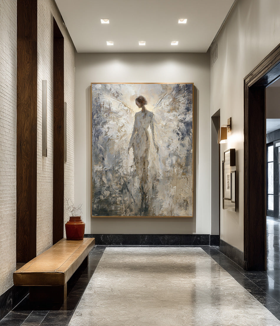 Serene Neutral Abstract Figure Canvas Art #AG 010