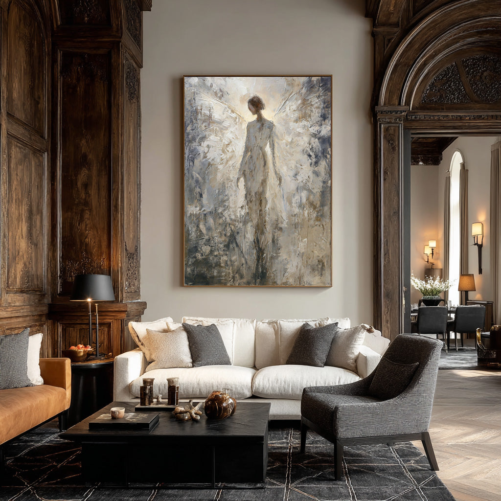 Serene Neutral Abstract Figure Canvas Art #AG 010