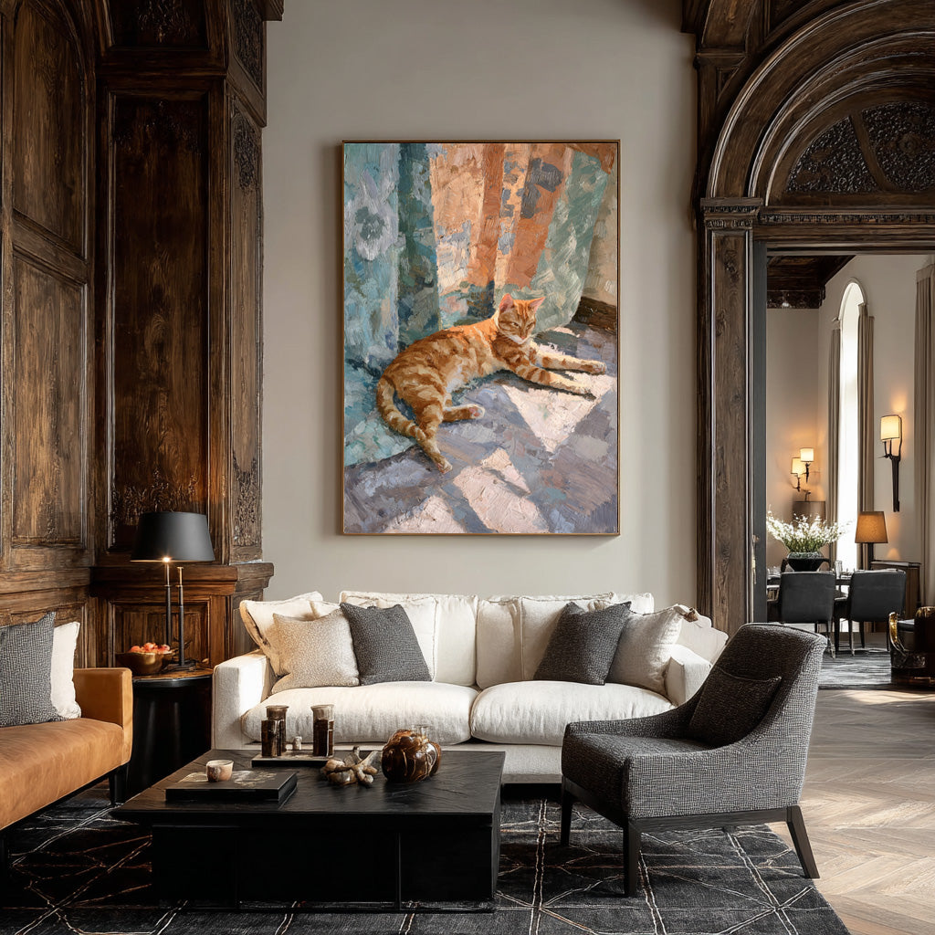 Lazy Cat Wall Art - Impressionistic Pet Portrait #AG 055