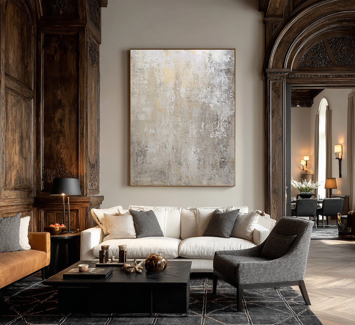 Beige & Grey Abstract Painting for Minimalist Decorr #AG 004