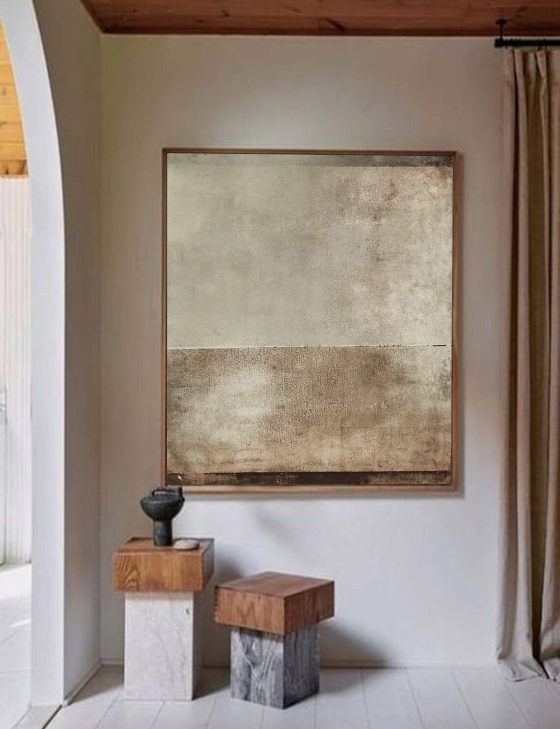 Neutral Beige Abstract - Wabi Sabi Style Painting for Home Decor #AP 119