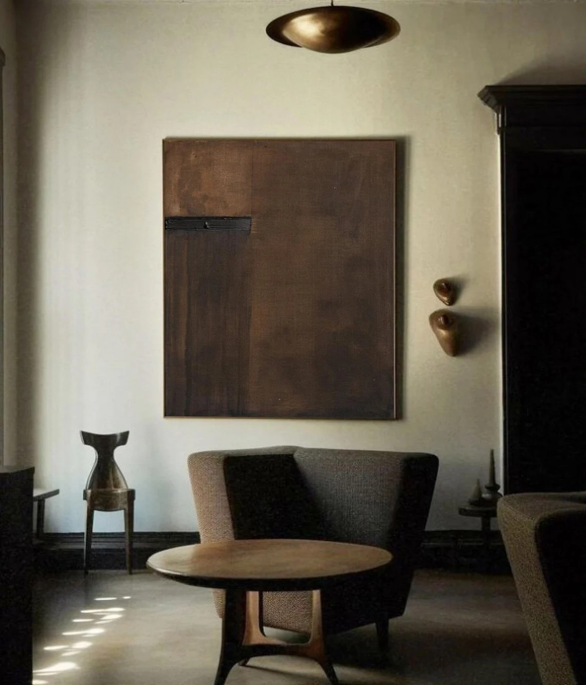 Wabi-Sabi Dark Canvas Art Rustic Minimalist Design #AP 090