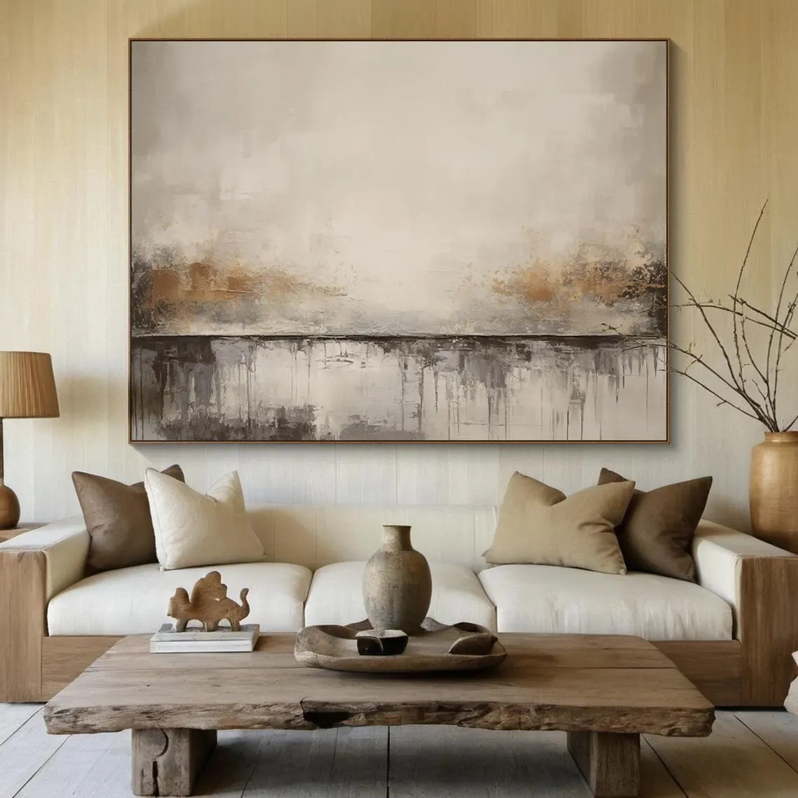 Soft Neutral Abstract Canvas for Calm Living Spaces #AP 099