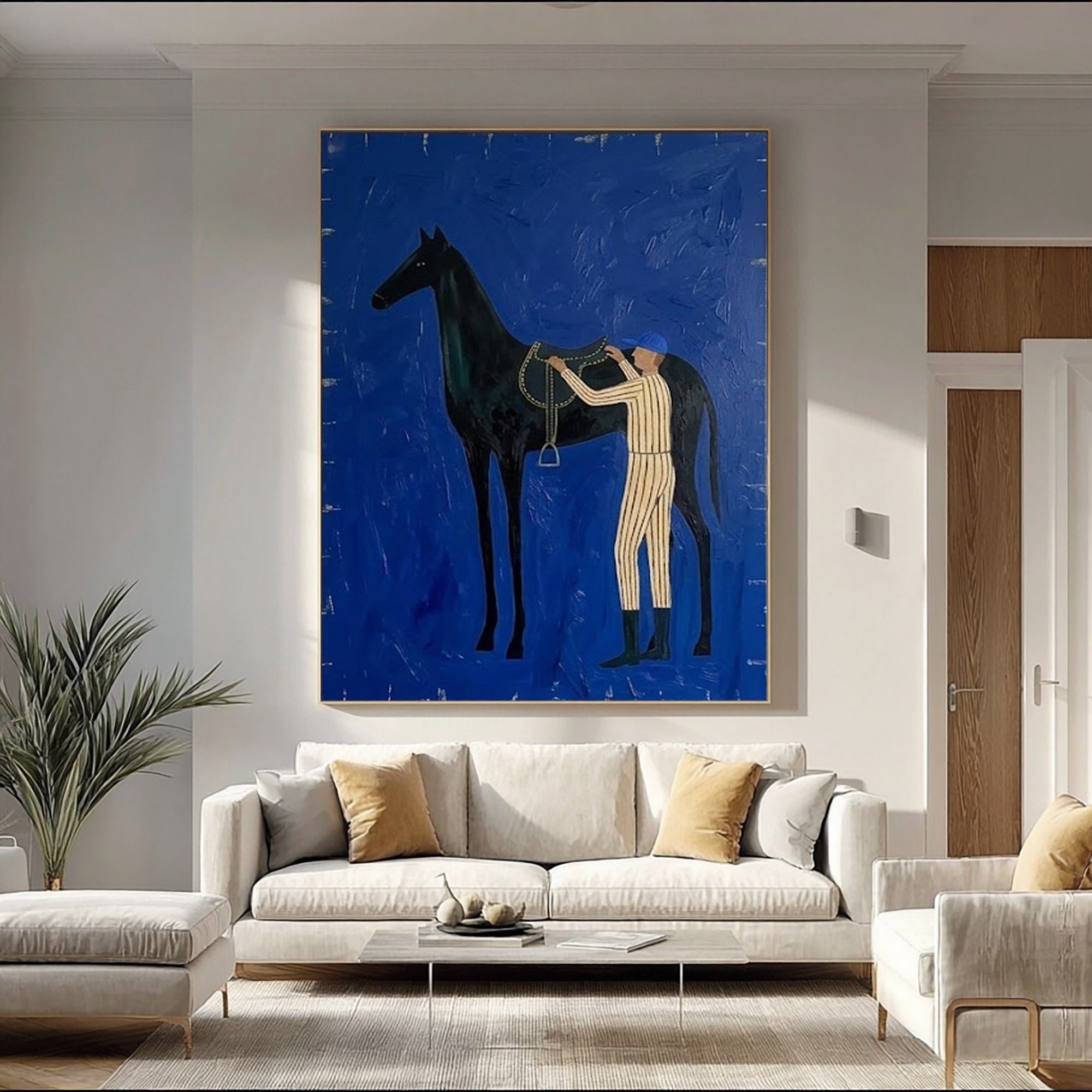 Large Cowboy Horse Wall Art Modern Western Horse Painting Artwork