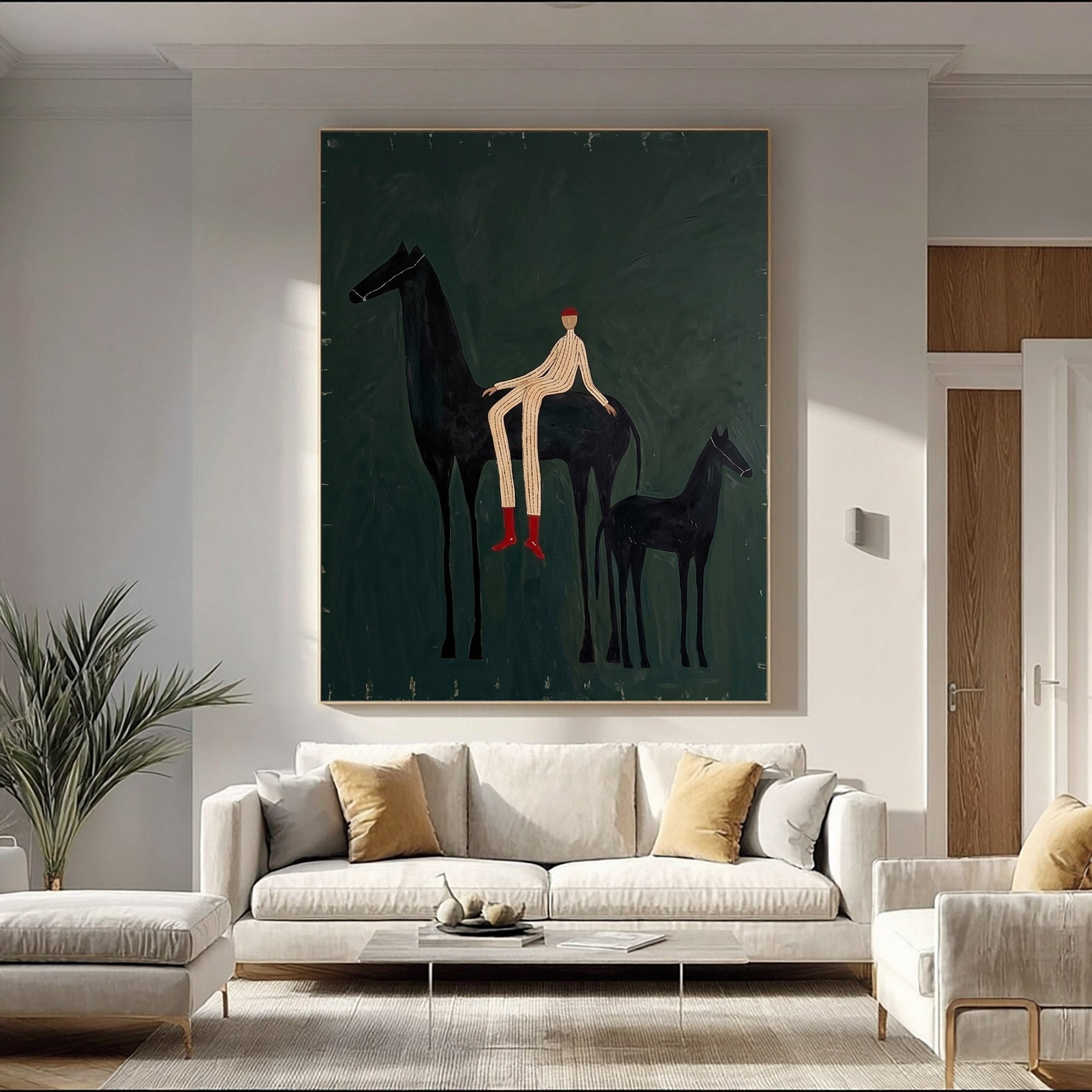 Large Cowboy Horse Wall Art Contemporary Western Ranch Painting