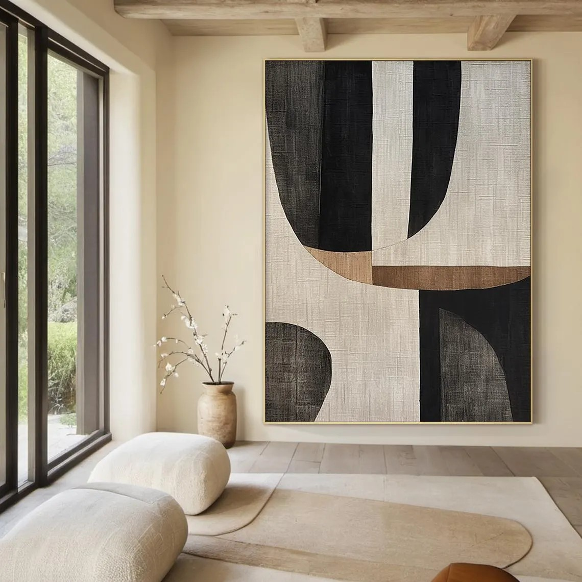 Modern Abstract Canvas Art – Neutral Geometric Wall Decor #MMA 187