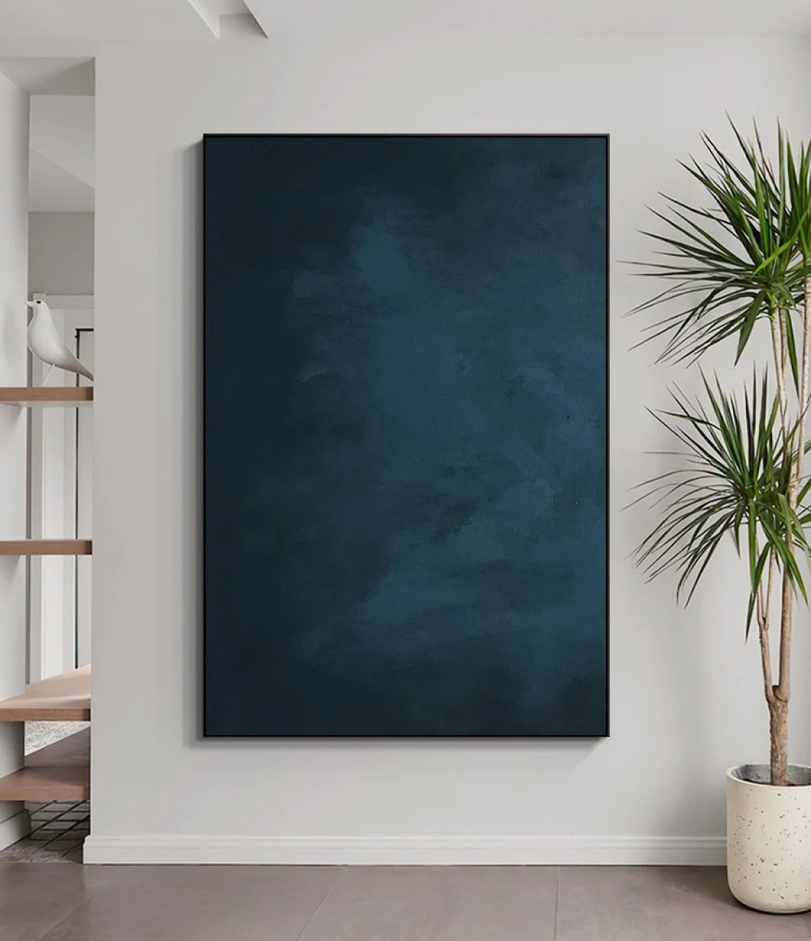 Minimalist Deep Blue Abstract Wall Art Modern Canvas #AP 075