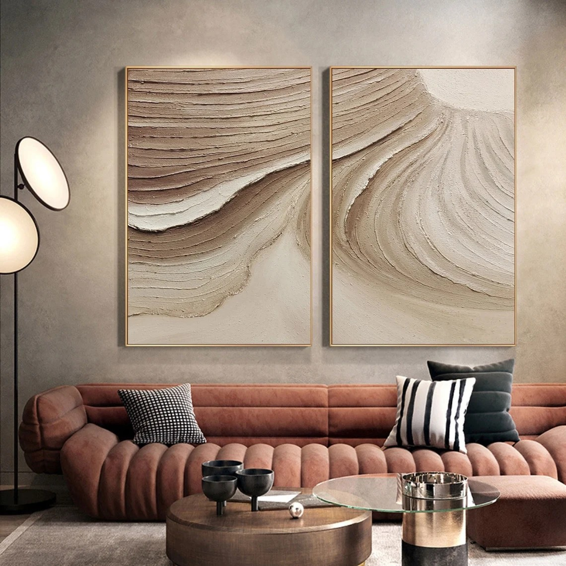 Wabi-Sabi Textured Canvas Neutral Wall Art Set of 2 #AP 106