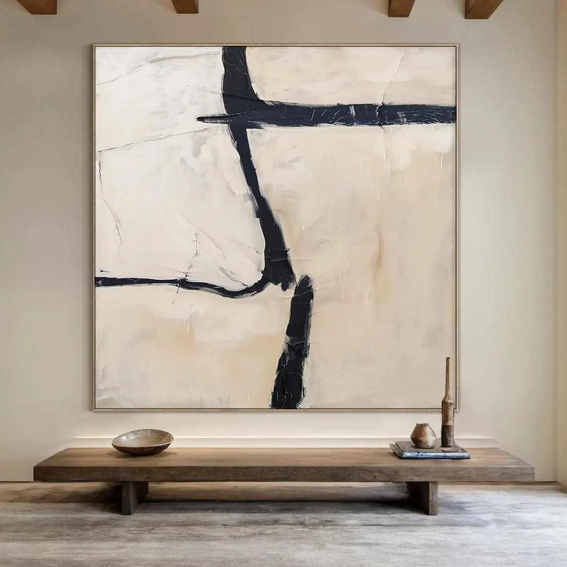 Neutral Tone Abstract Painting - Minimalist Wall Decor Art #AP 110
