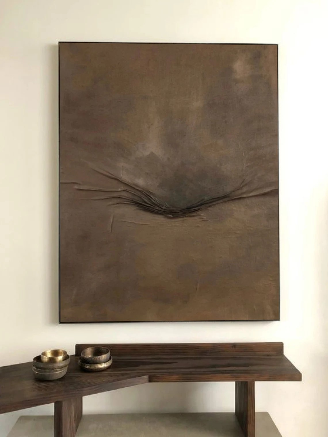 Wabi-Sabi Minimalist Brown Abstract Art for Home Decor #AP 096