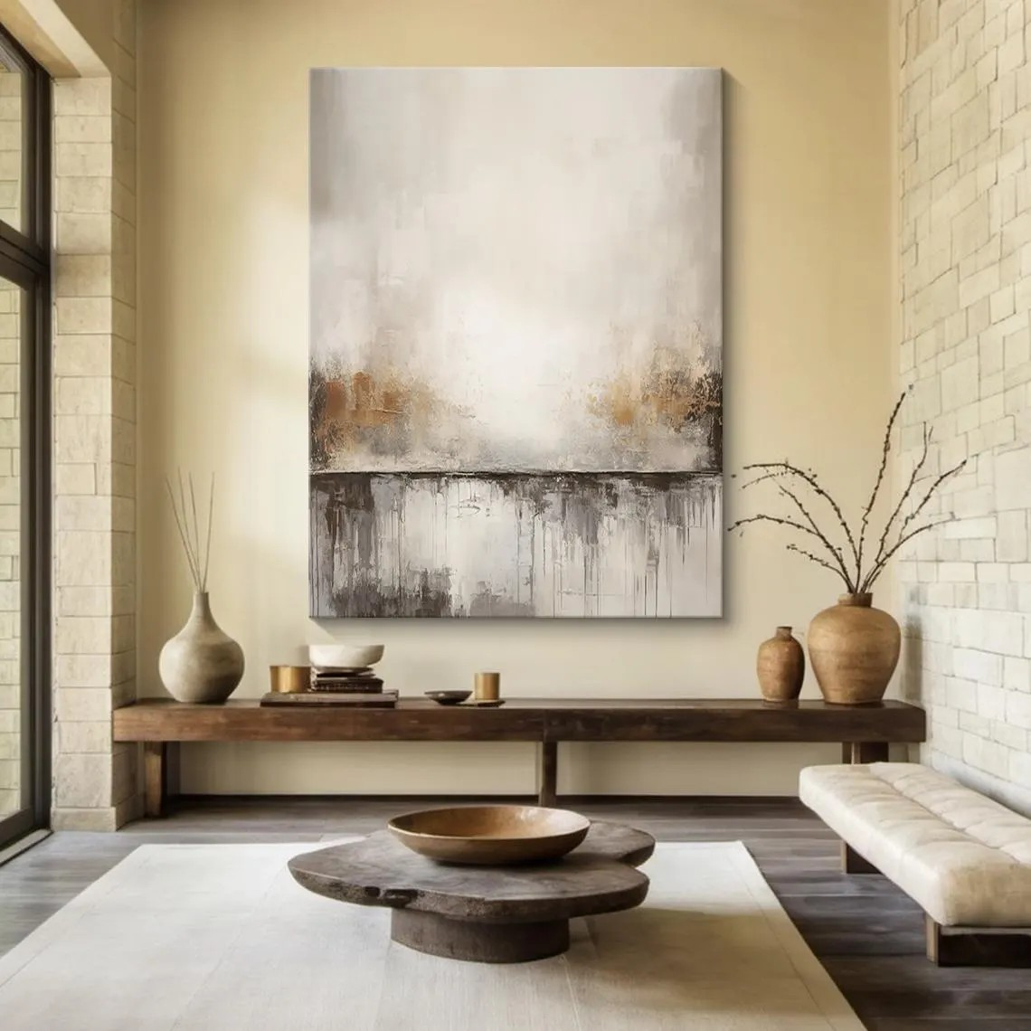 Soft Neutral Abstract Canvas for Calm Living Spaces #AP 099