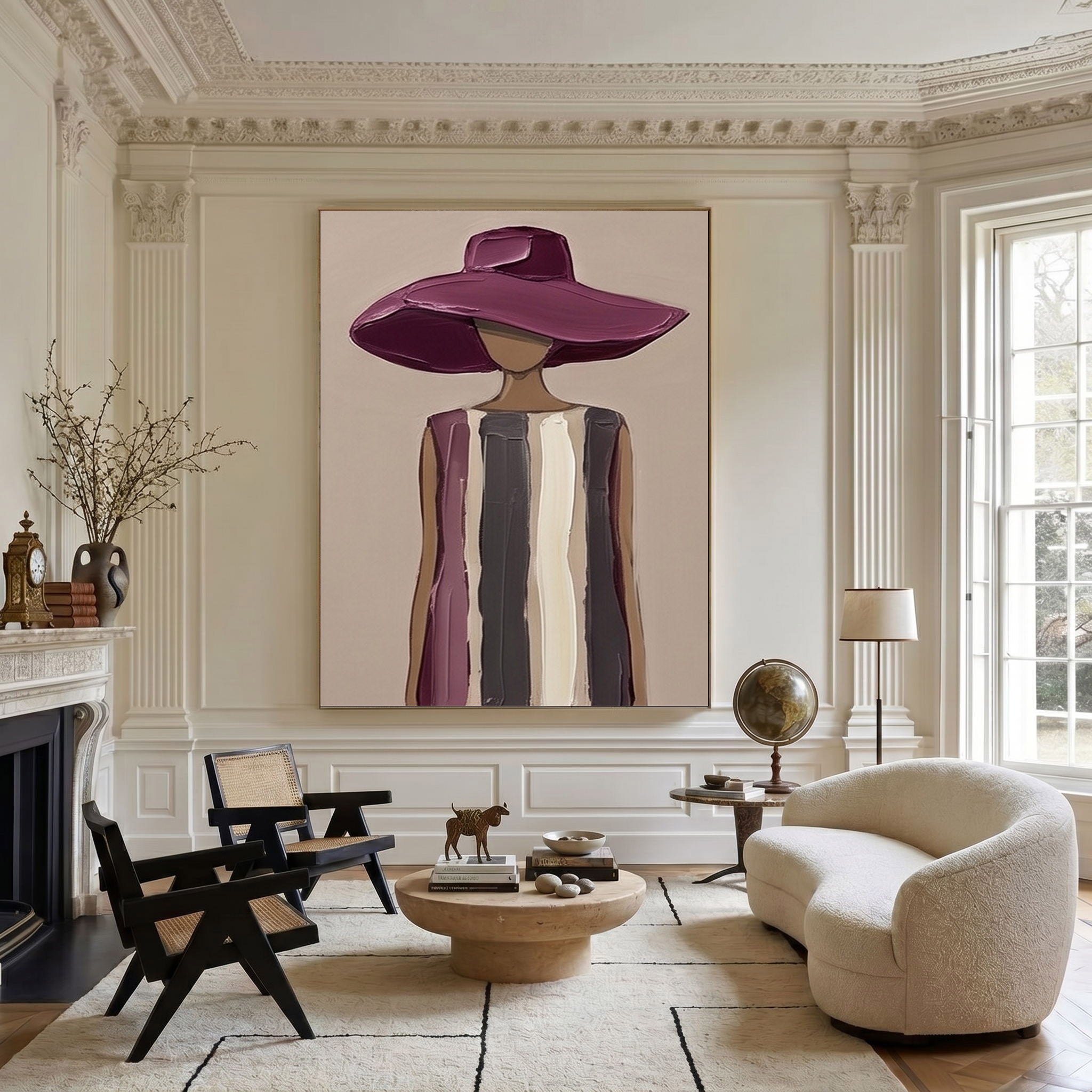 Large Woman Portrait Wall Art Abstract Oil Painting Vintage Americana Art Cowgirl Cowboy Western Fashion Figure Luxury Home Decor
