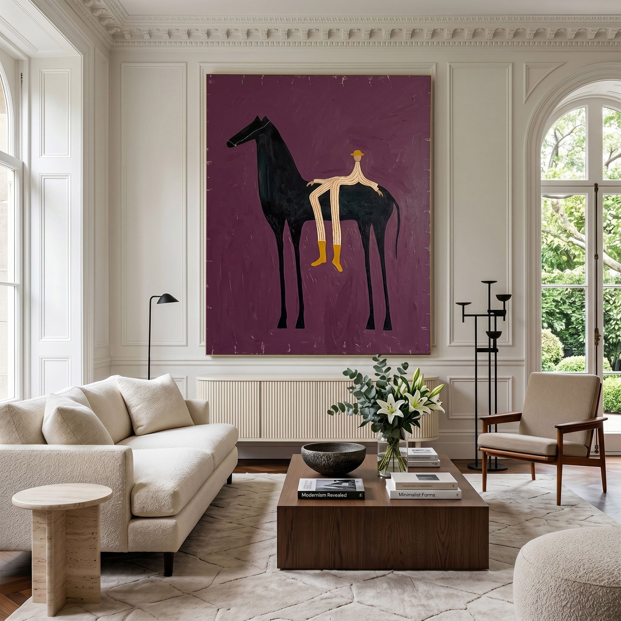 Large Cowboy Horse Wall Art Modern Western Minimalist Canvas Painting