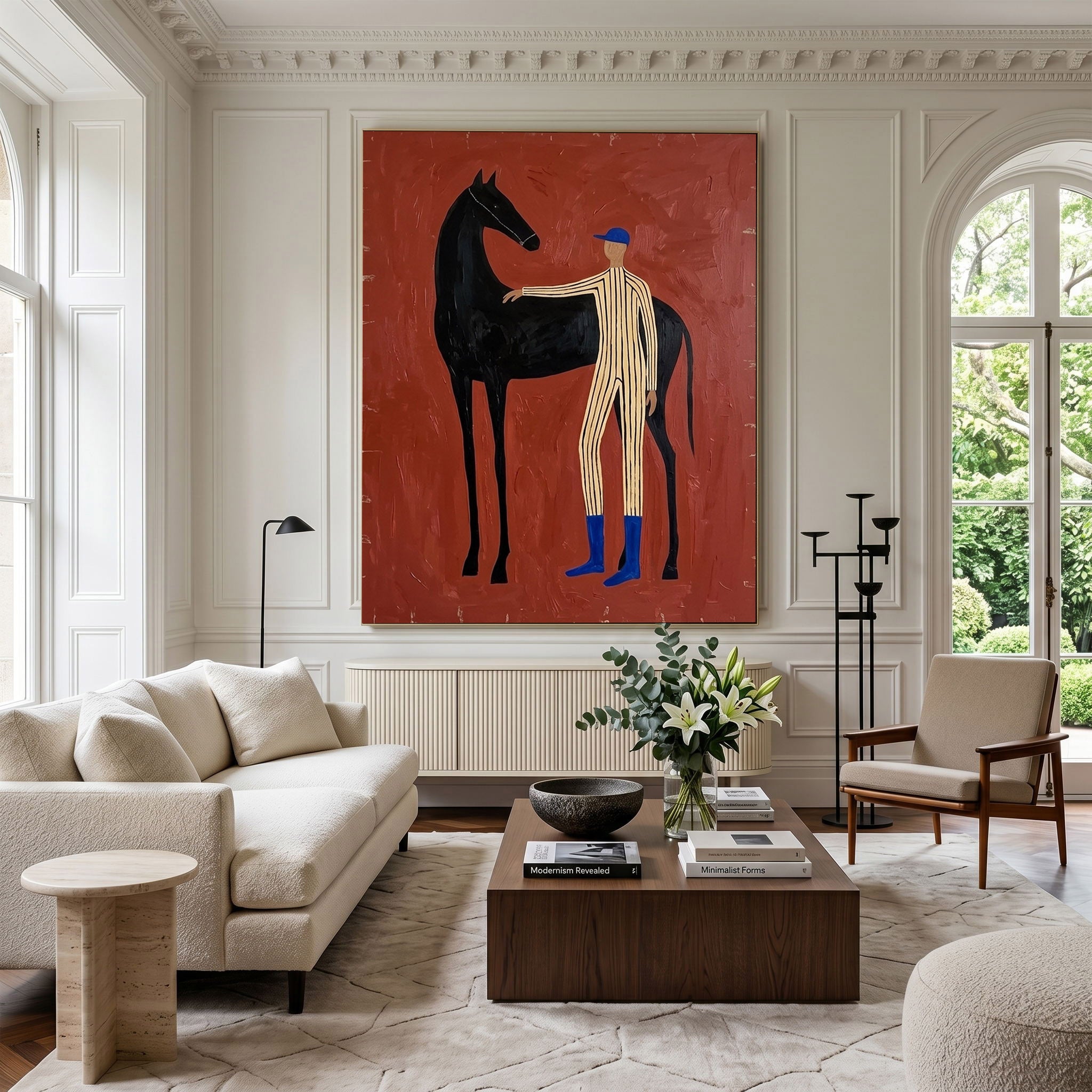 Large Cowboy Horse Wall Art Modern Western Canvas Painting 