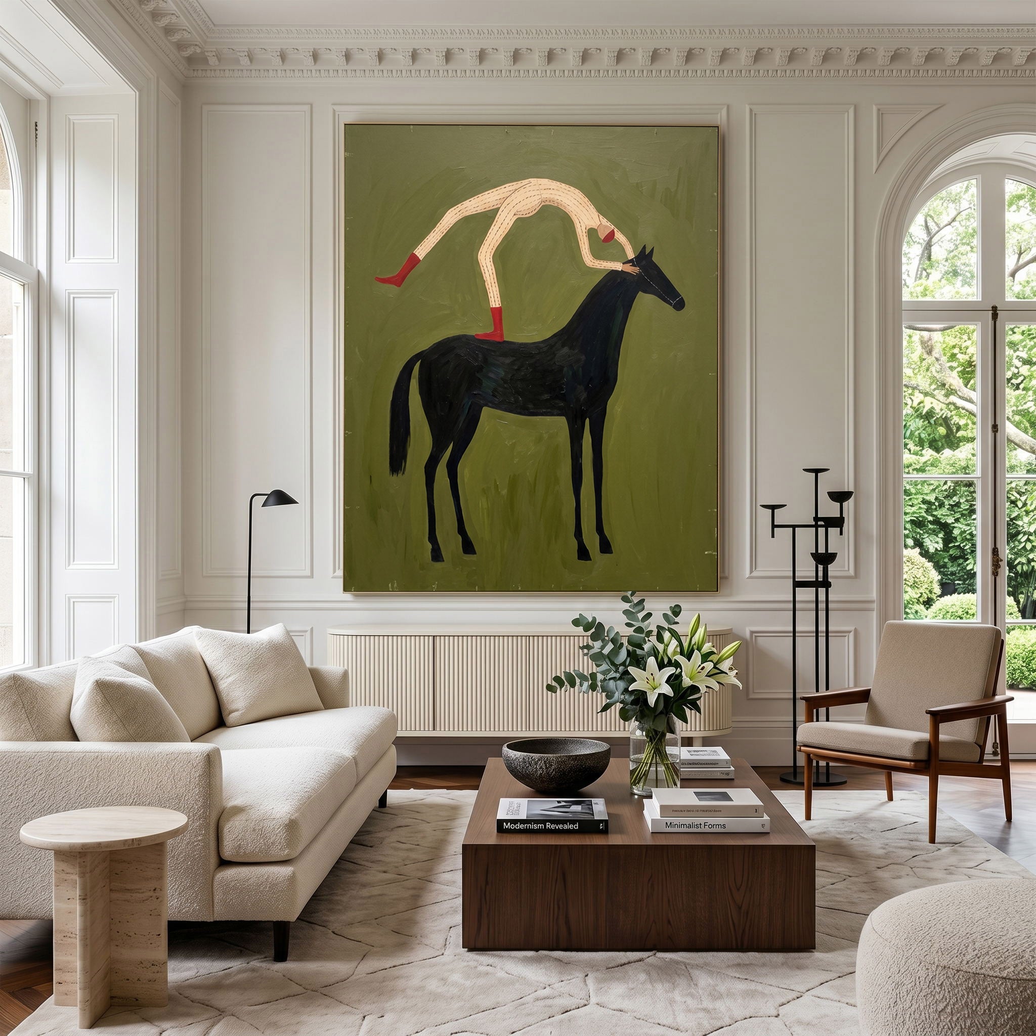 Large Cowboy Horse Wall Art Modern Western Minimalist Canvas Painting
