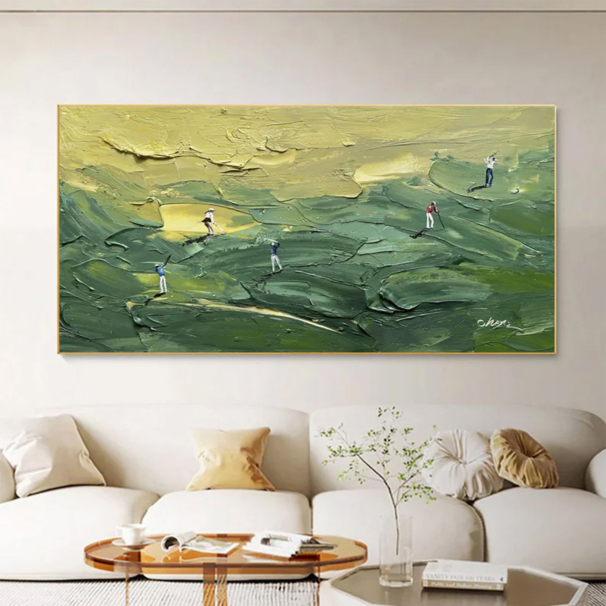 Large Golf Impasto Art Green | KeiraArt #AG 151