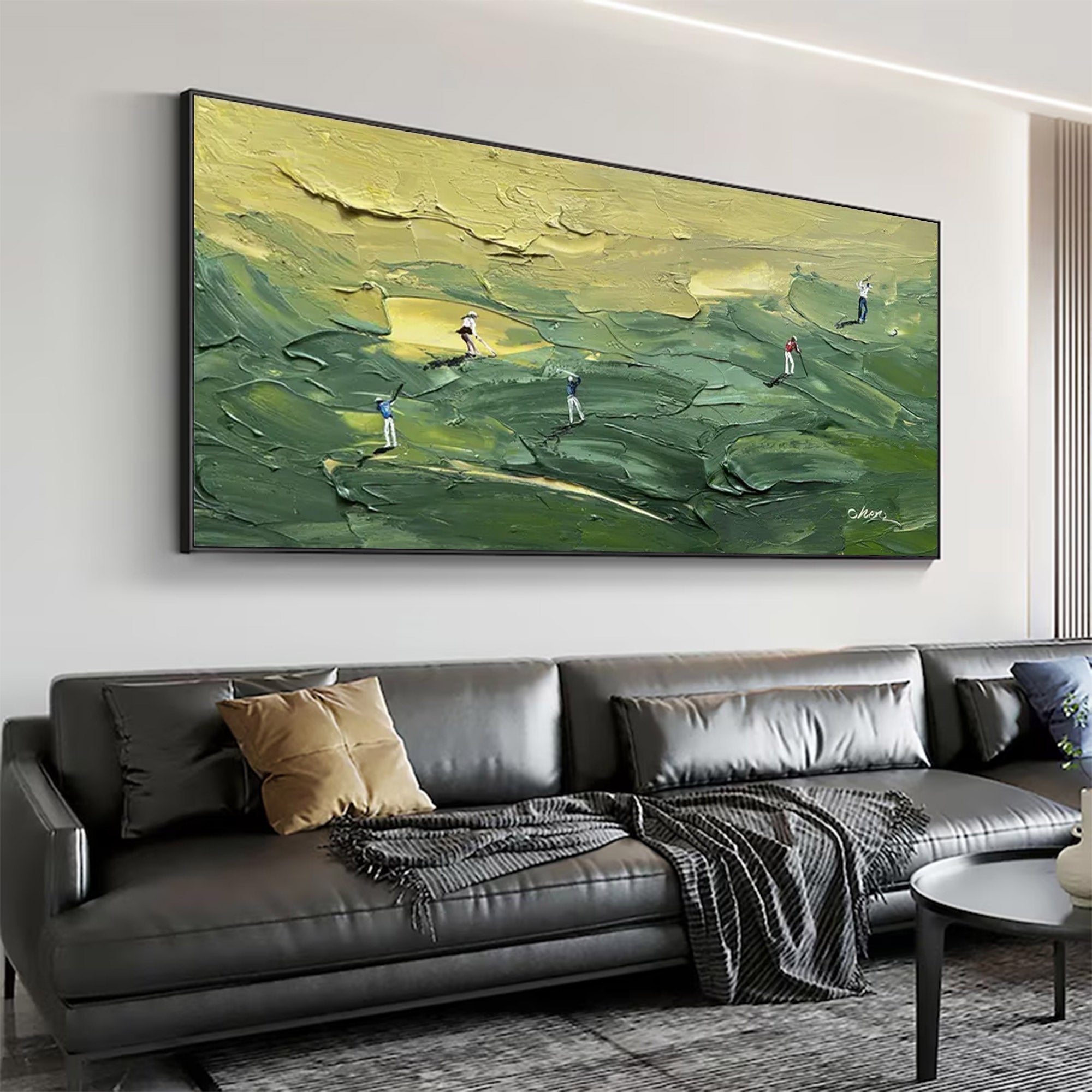 Large Golf Impasto Art Green | KeiraArt #AG 151