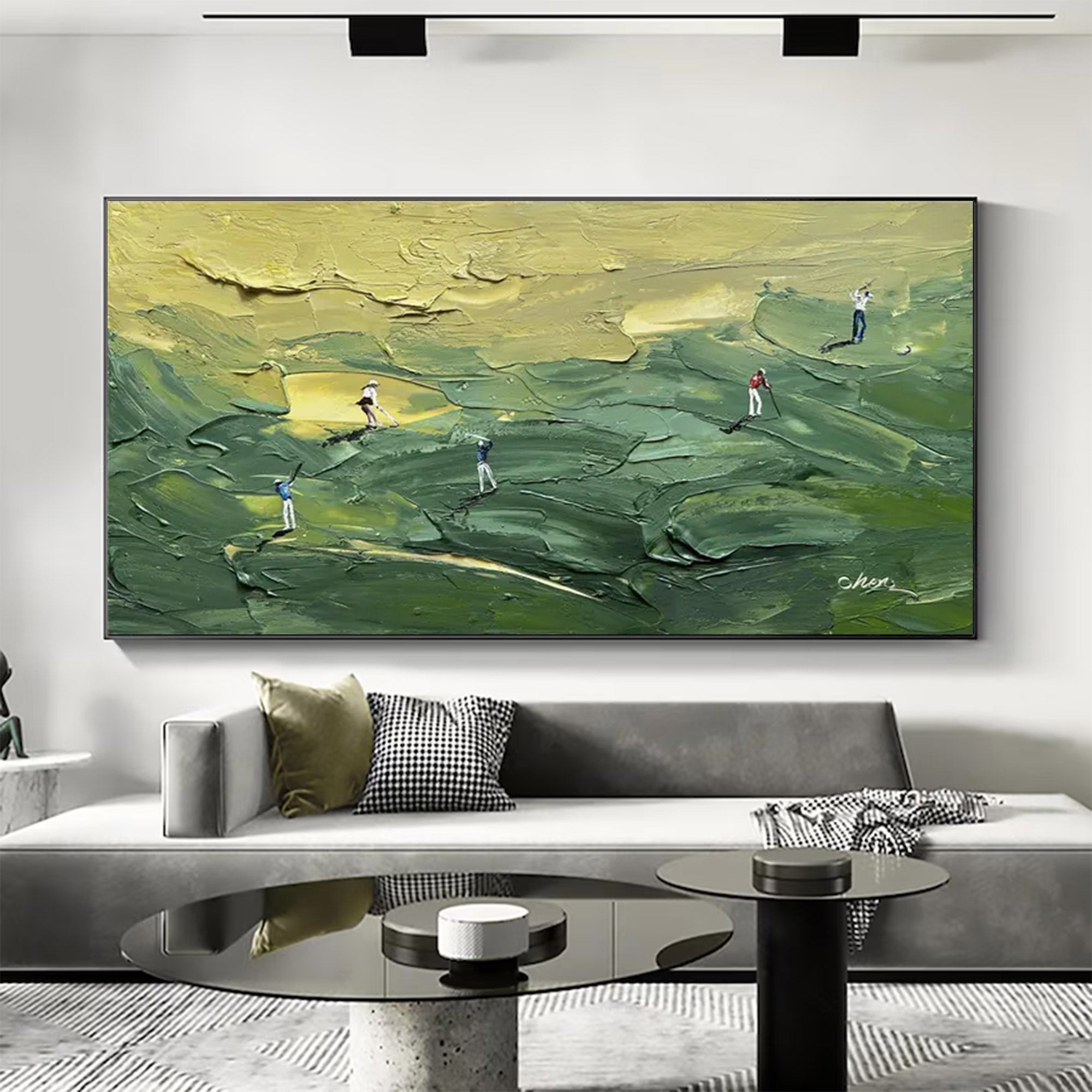 Large Golf Impasto Art Green | KeiraArt #AG 151