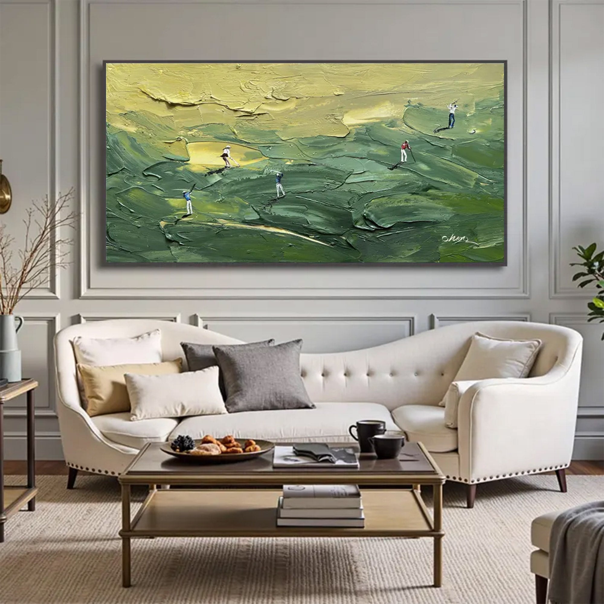 Large Golf Impasto Art Green | KeiraArt #AG 151