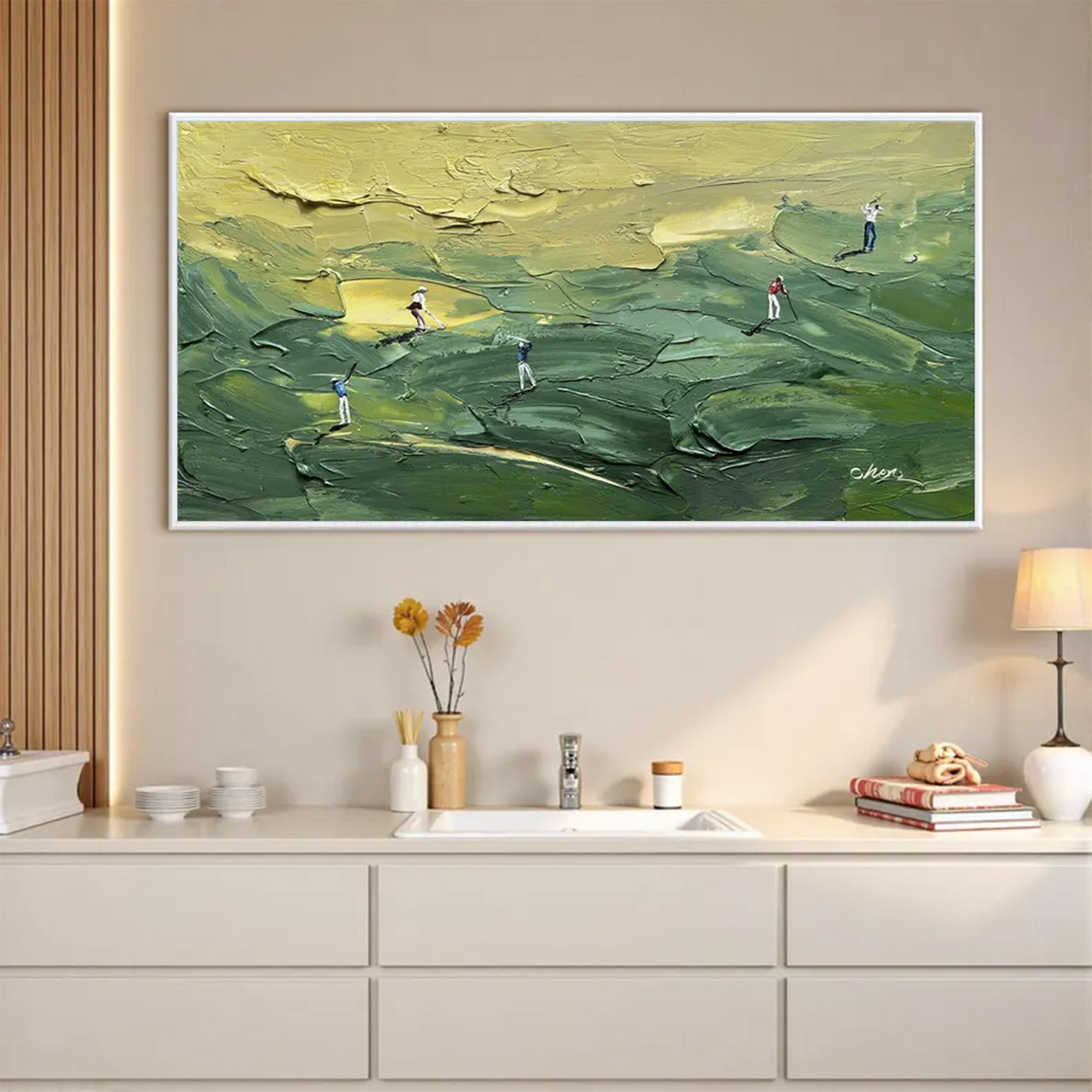 Large Golf Impasto Art Green | KeiraArt #AG 151