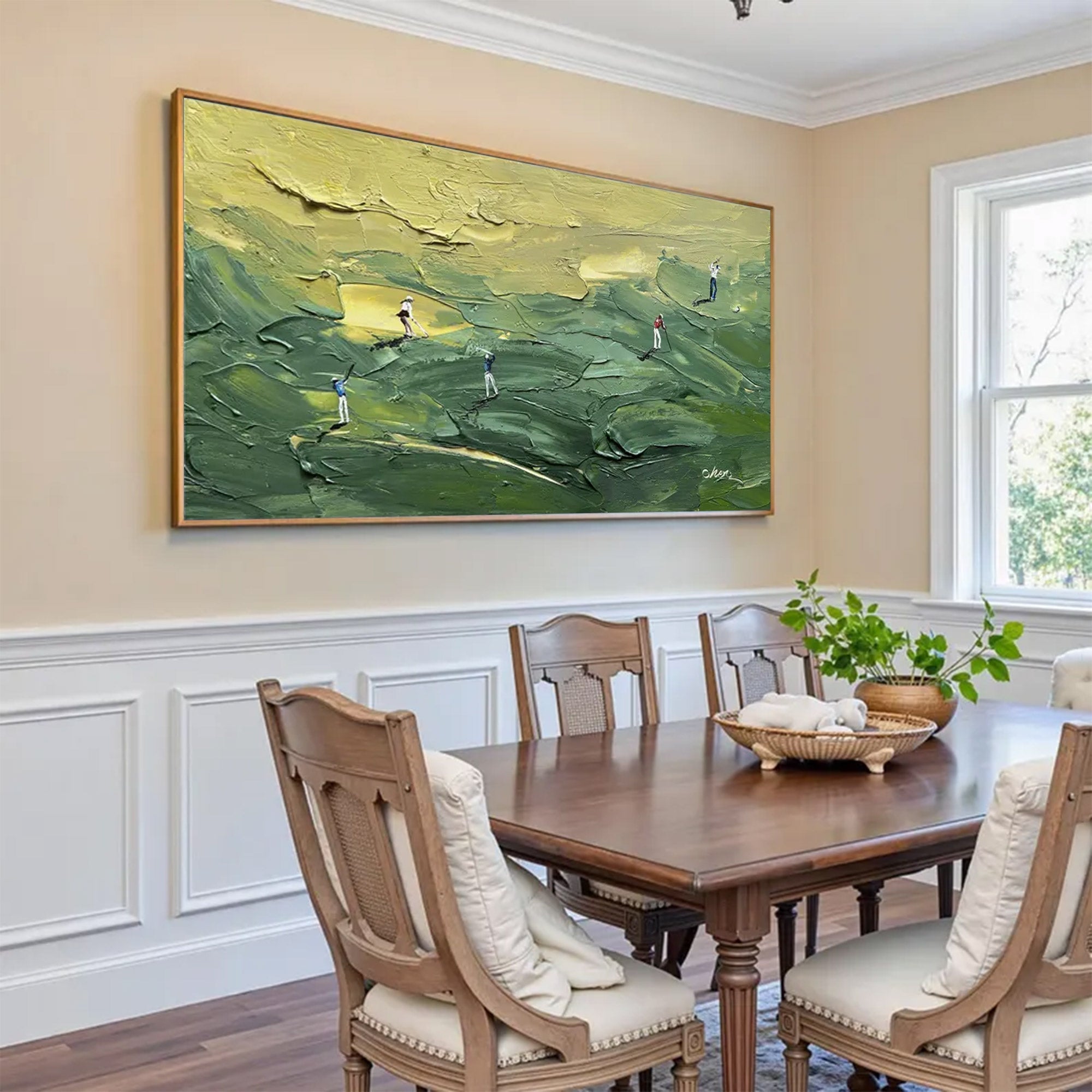 Large Golf Impasto Art Green | KeiraArt #AG 151
