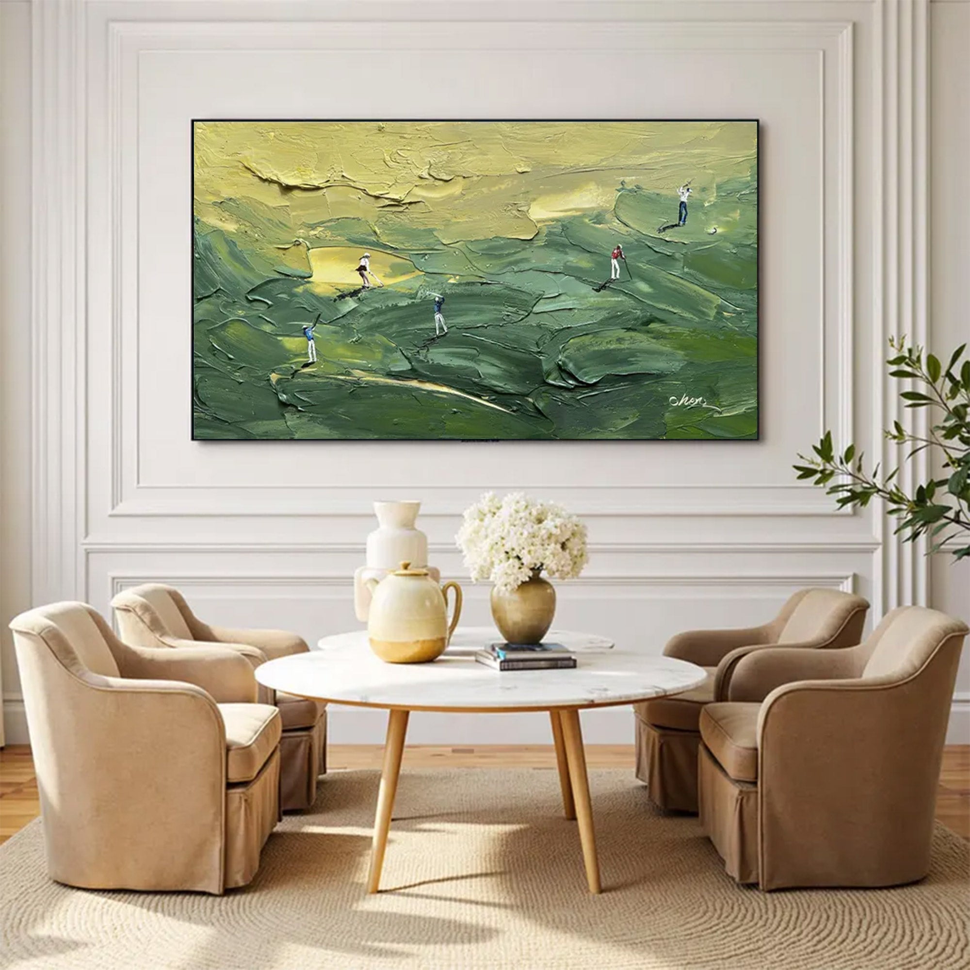 Large Golf Impasto Art Green | KeiraArt #AG 151
