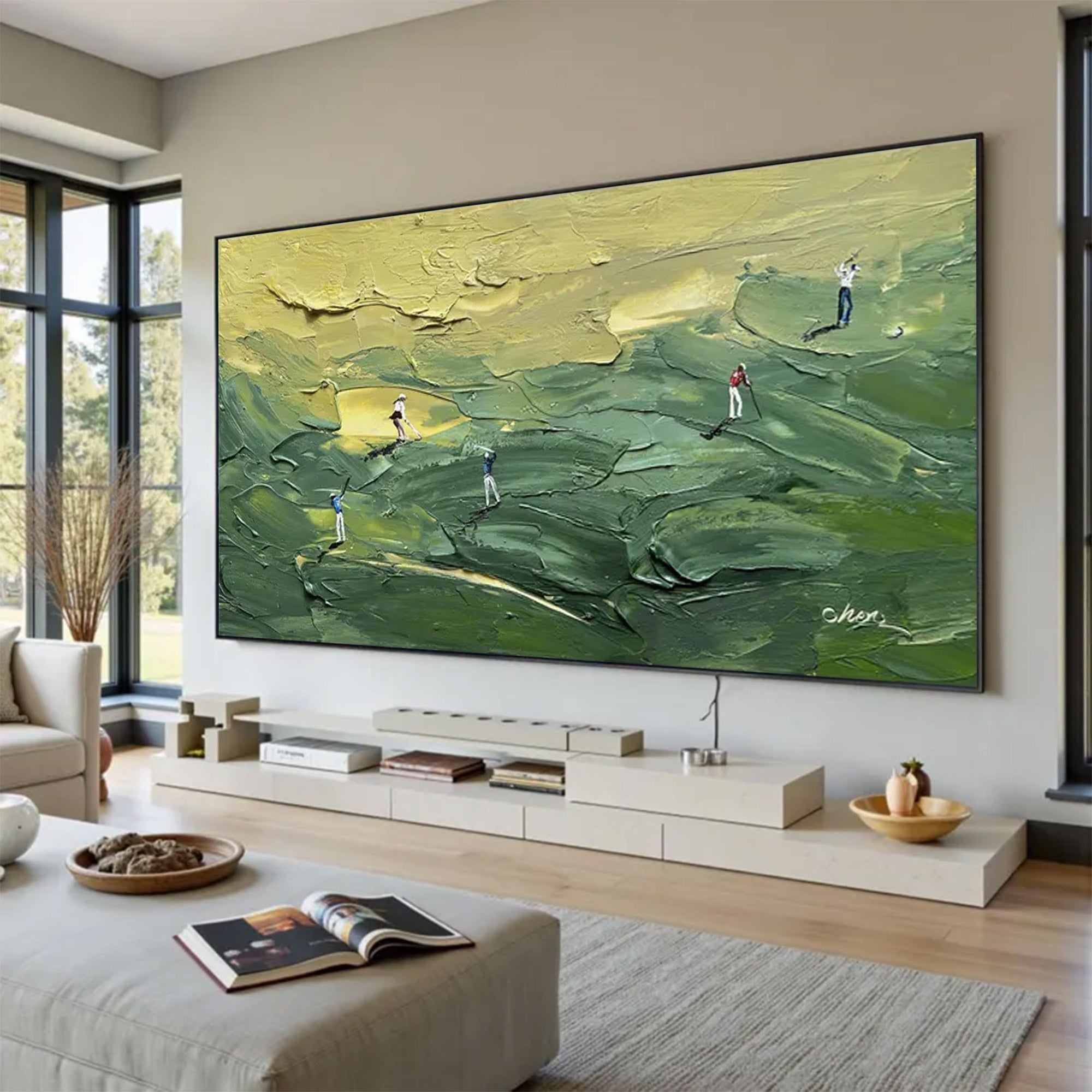Large Golf Impasto Art Green | KeiraArt #AG 151