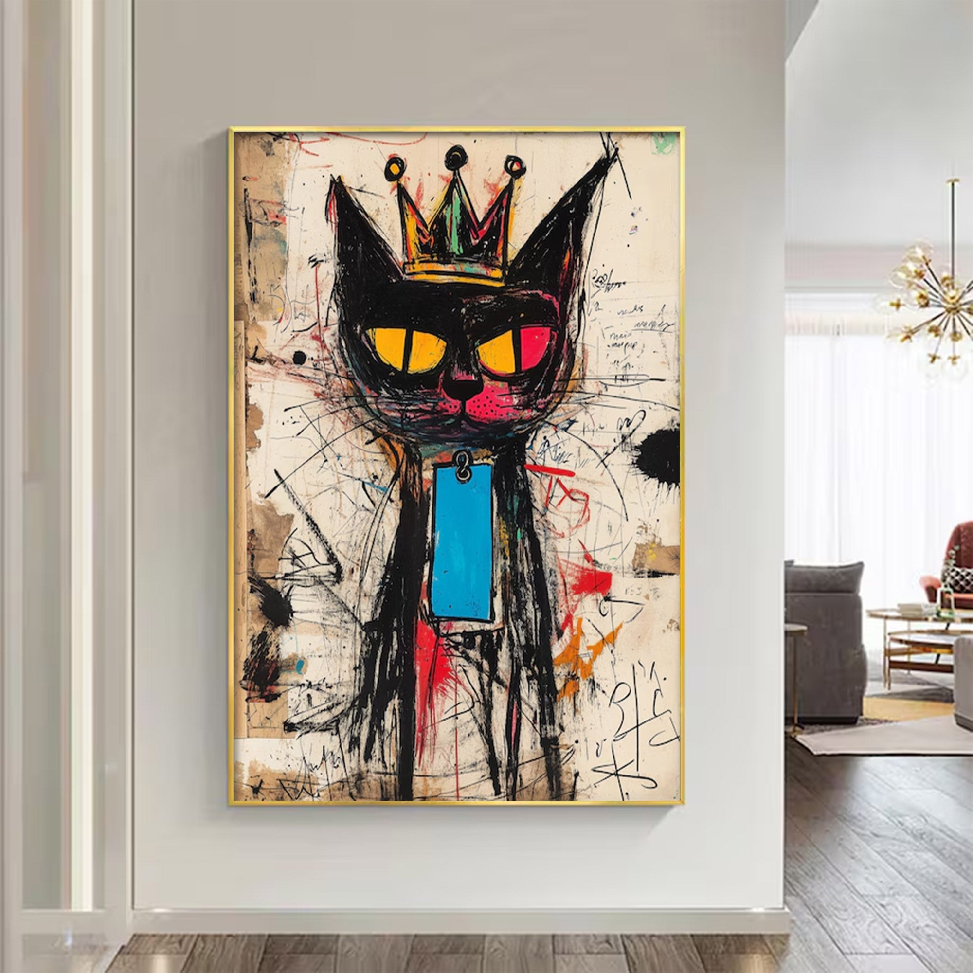 Large Abstract Crowned Cat | KeiraArt #AG 139