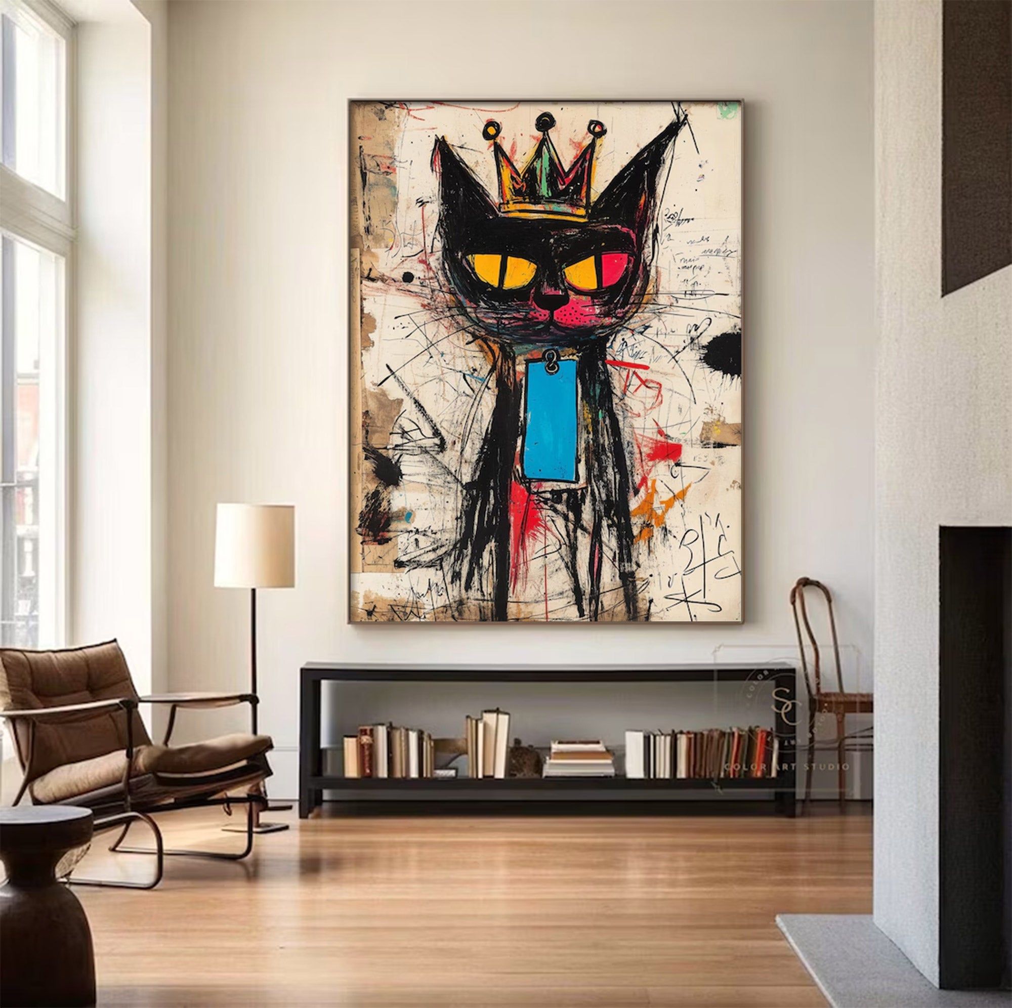 Large Abstract Crowned Cat | KeiraArt #AG 139