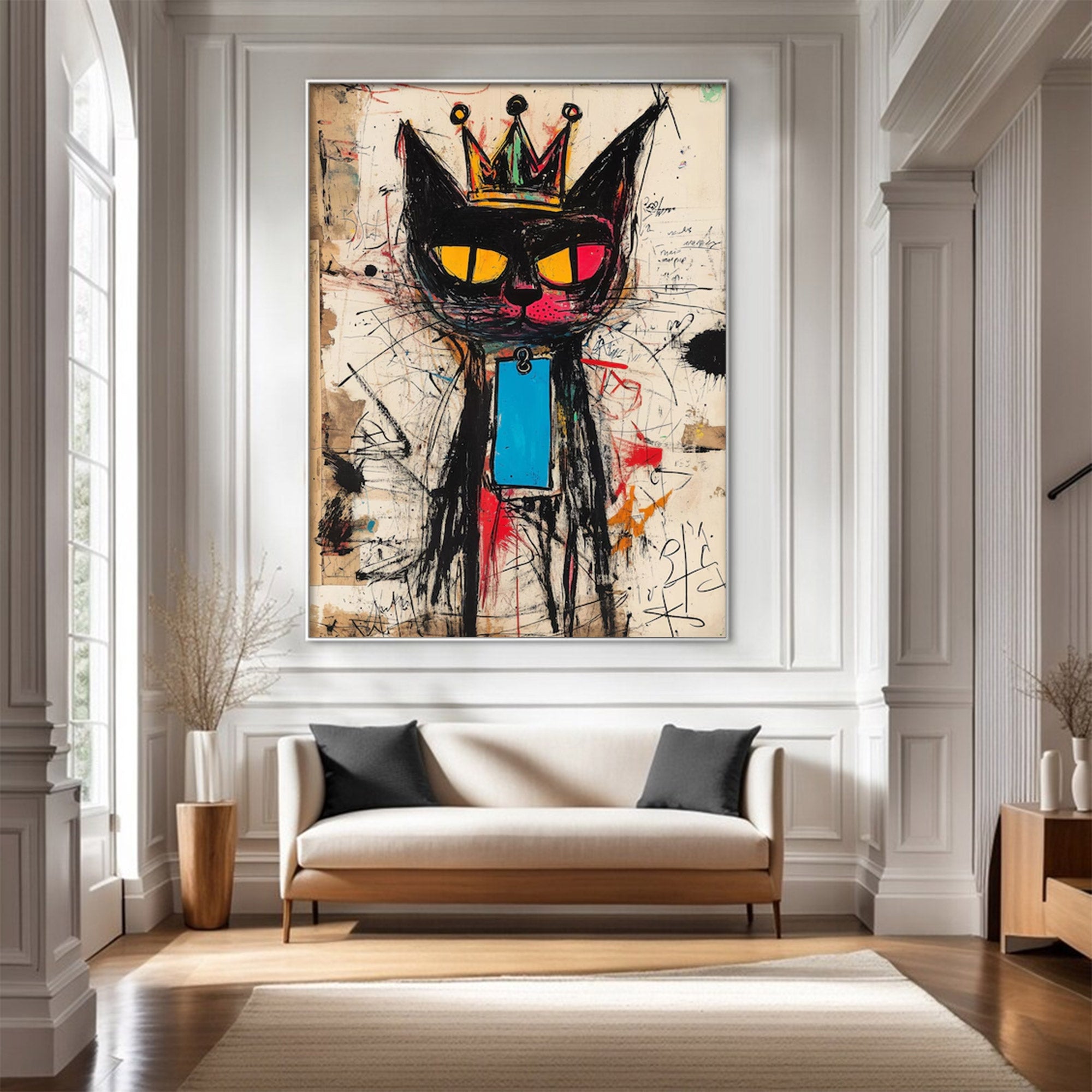 Large Abstract Crowned Cat | KeiraArt #AG 139