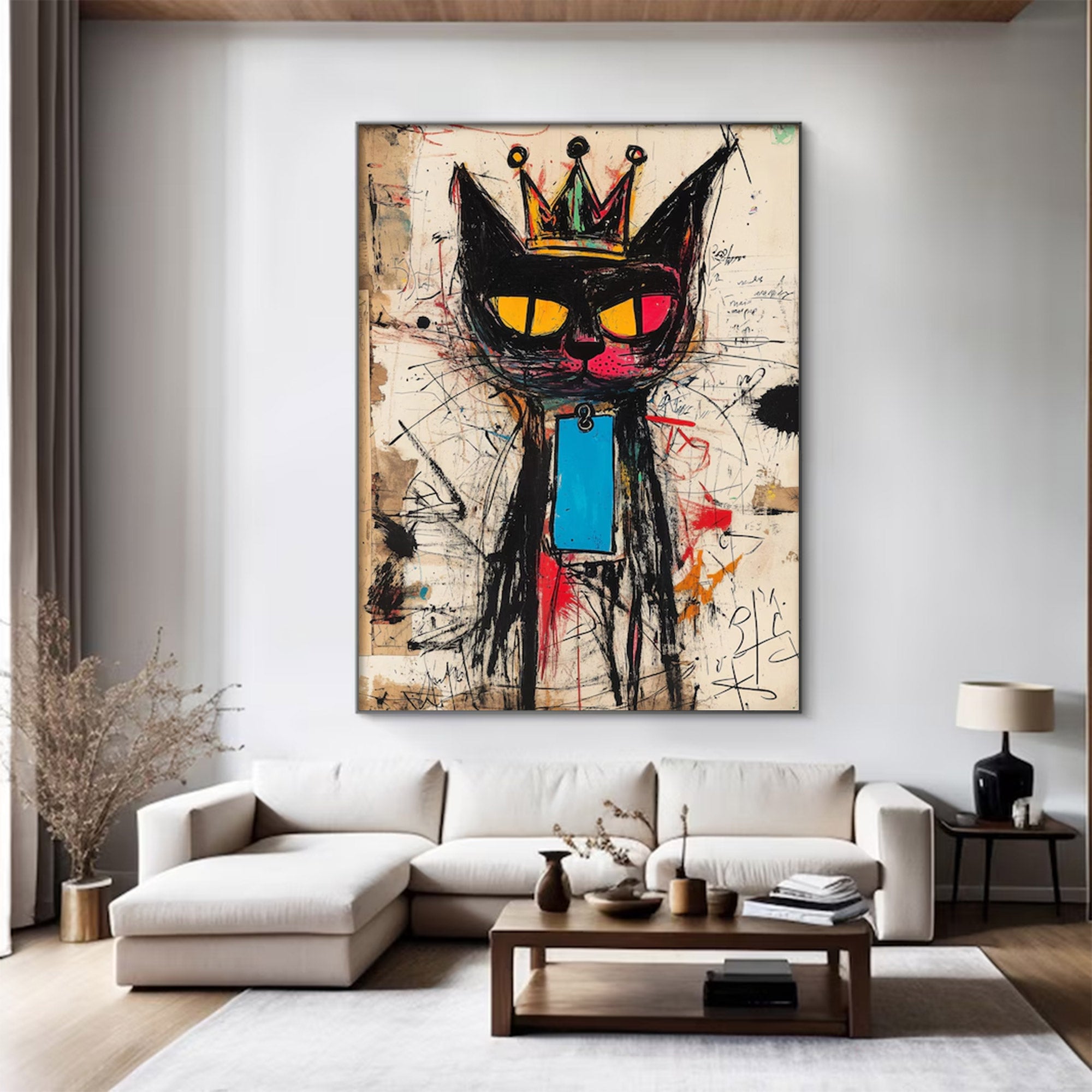 Large Abstract Crowned Cat | KeiraArt #AG 139