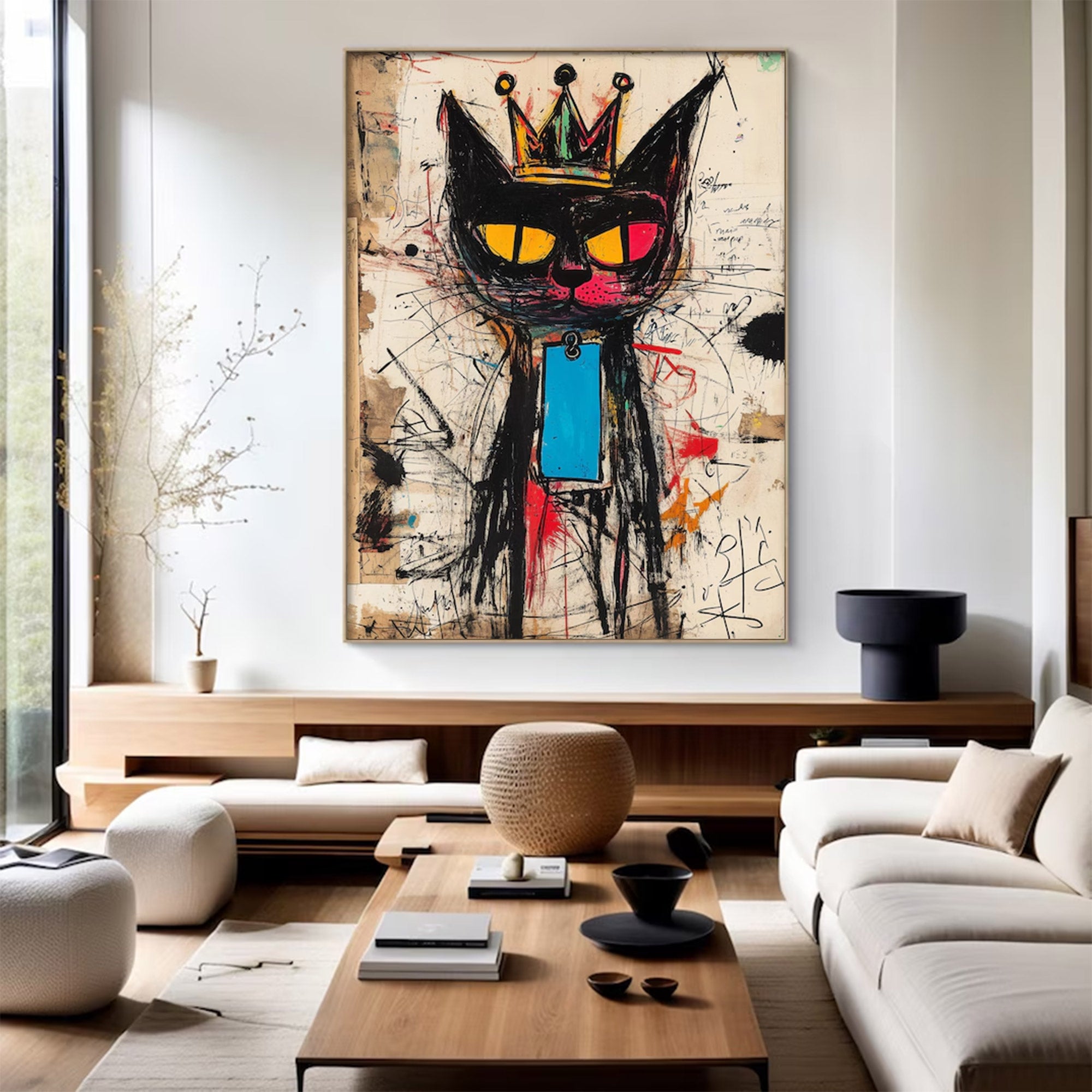 Large Abstract Crowned Cat | KeiraArt #AG 139