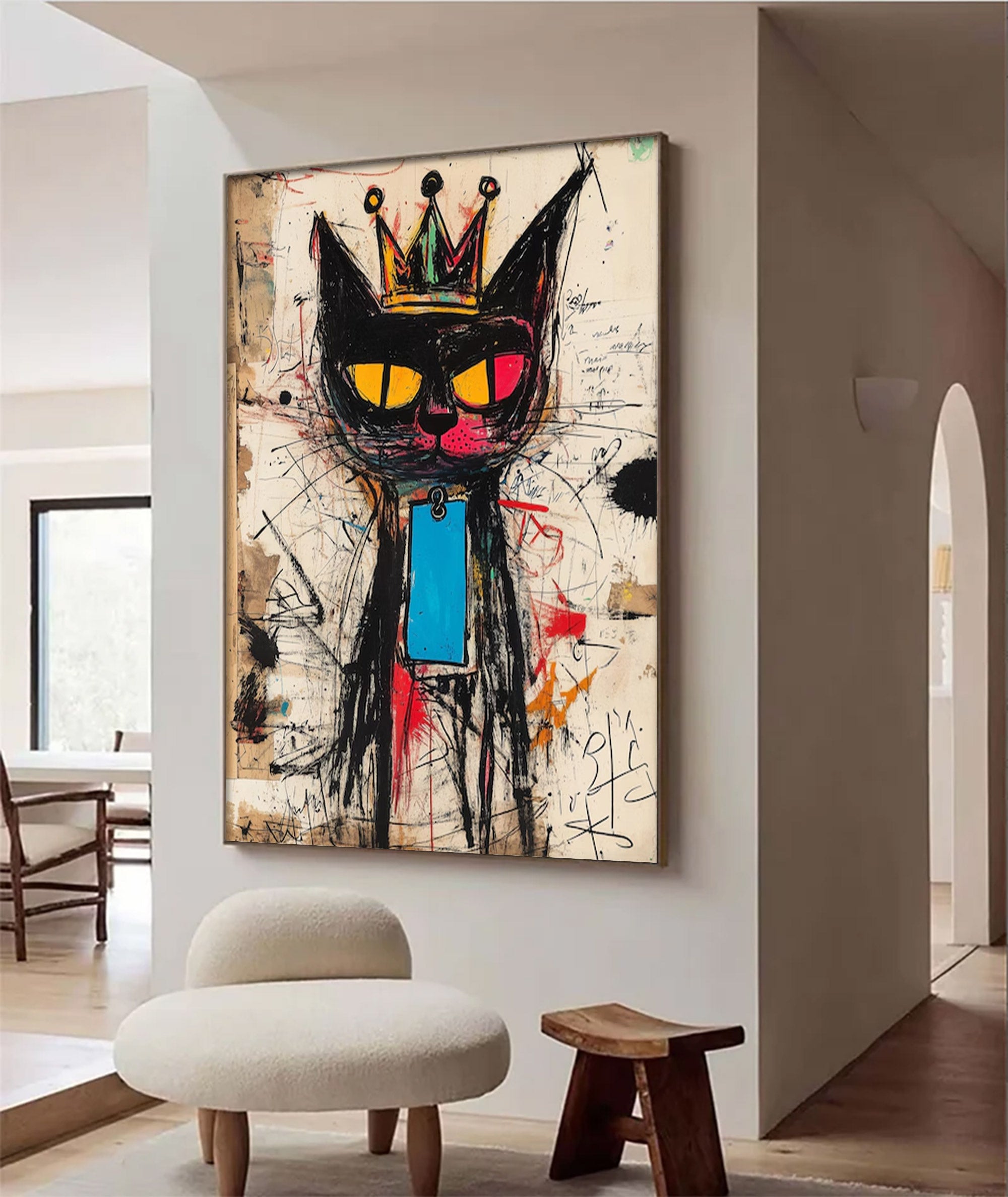 Large Abstract Crowned Cat | KeiraArt #AG 139