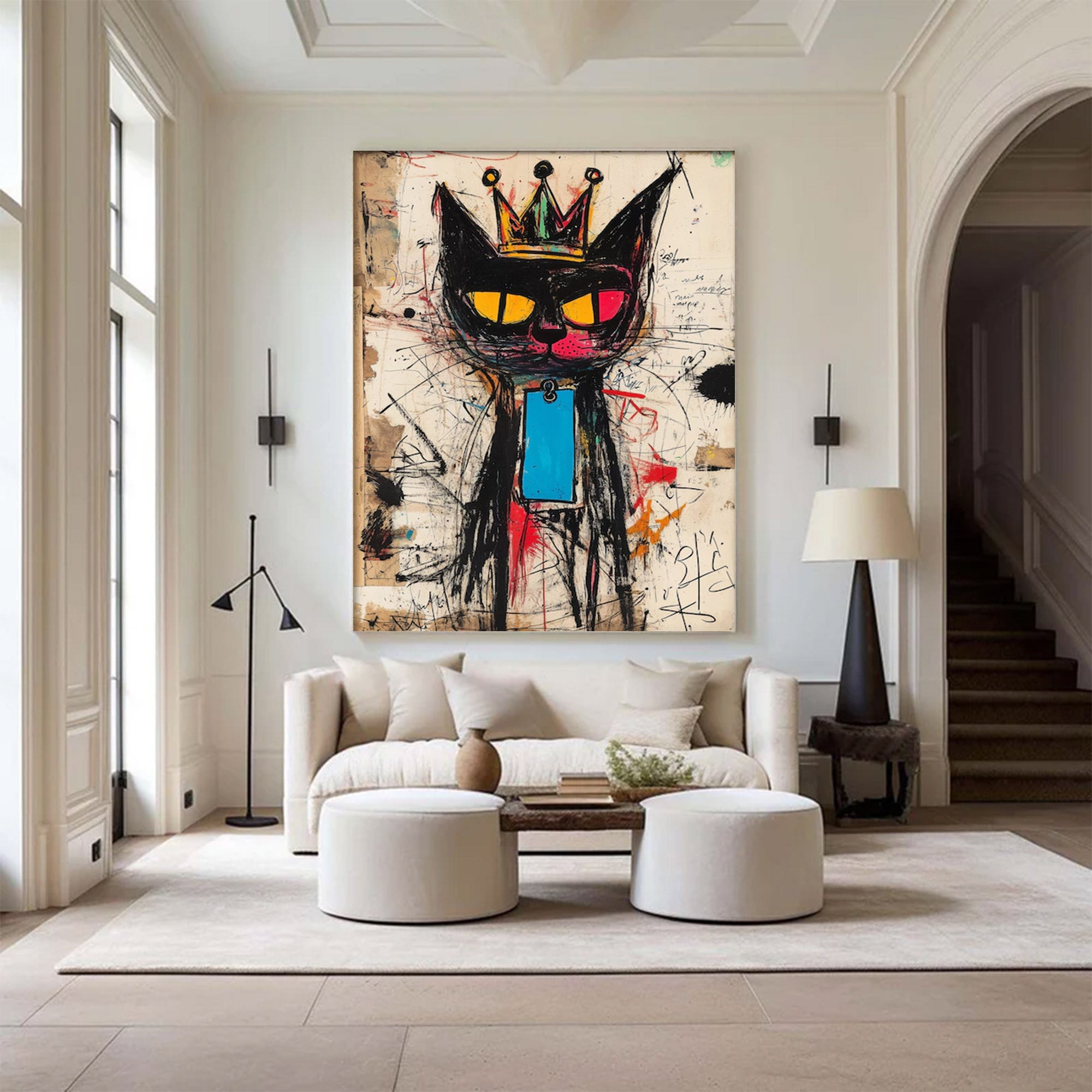 Large Abstract Crowned Cat | KeiraArt #AG 139