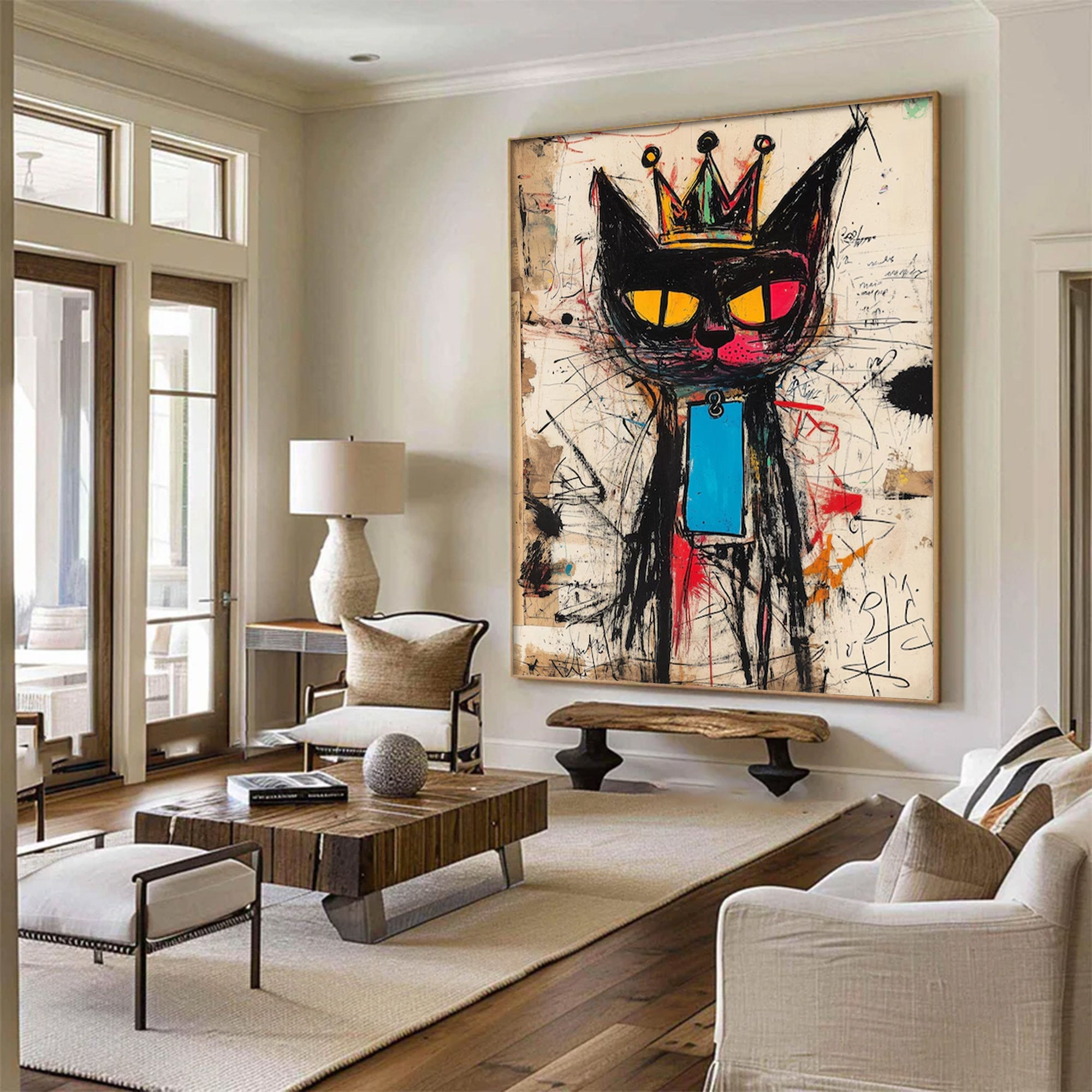 Large Abstract Crowned Cat | KeiraArt #AG 139