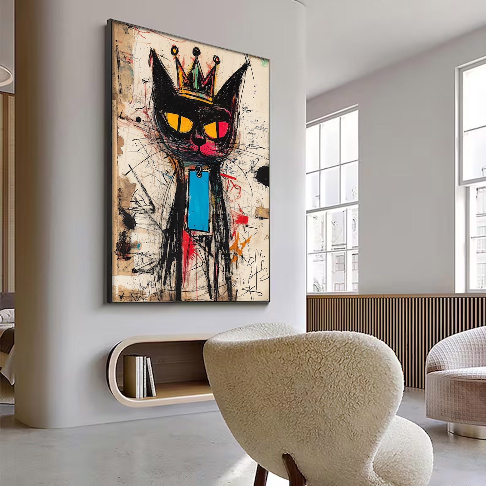Large Abstract Crowned Cat | KeiraArt #AG 139