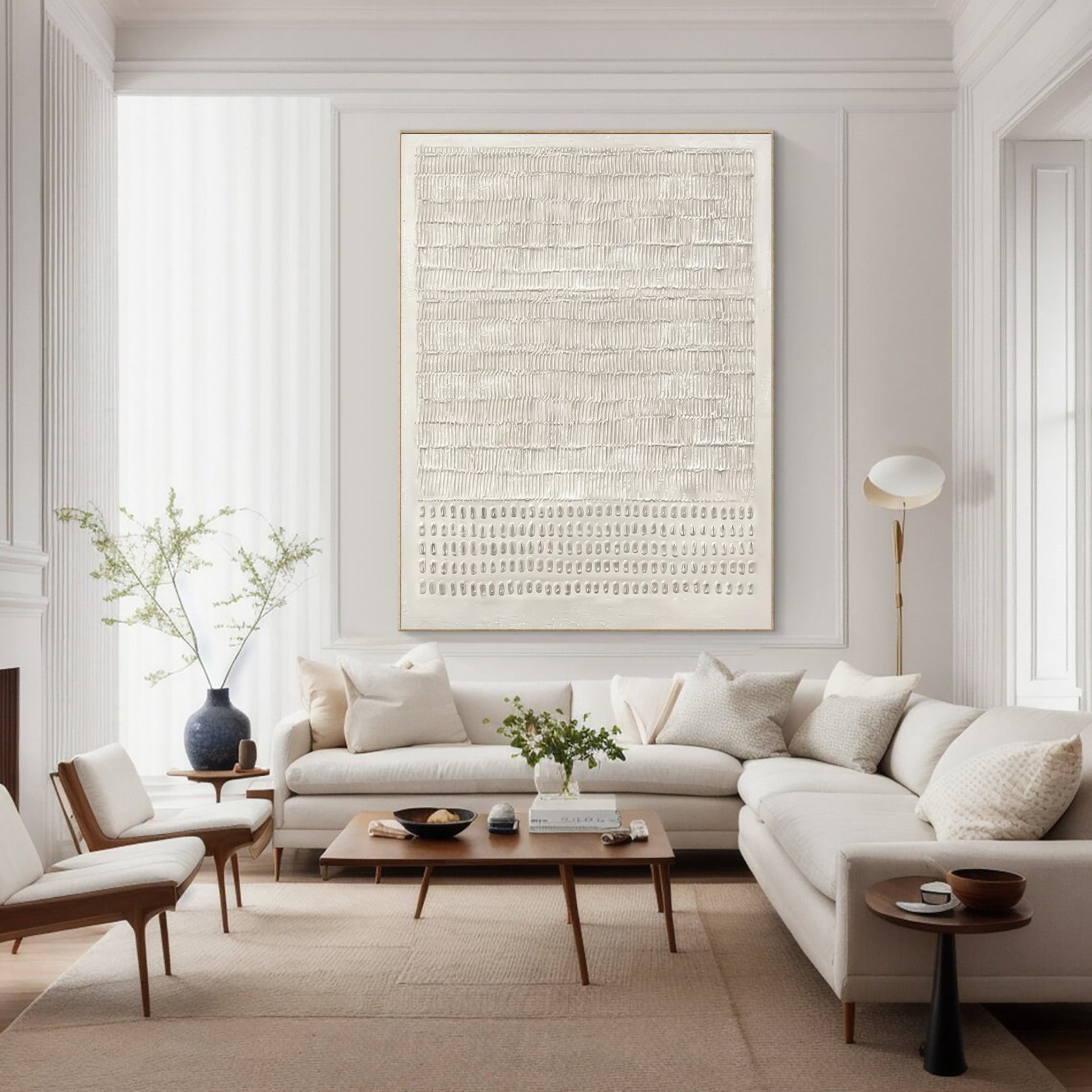 Minimalist Textured Canvas Home Decor Large Vertical #AG 045
