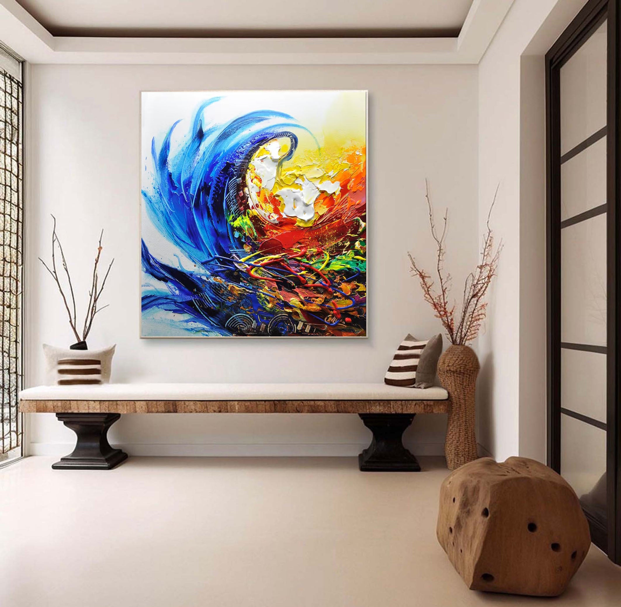 Blue Surge Abstract Expressionist Art on Canvas #AP 036