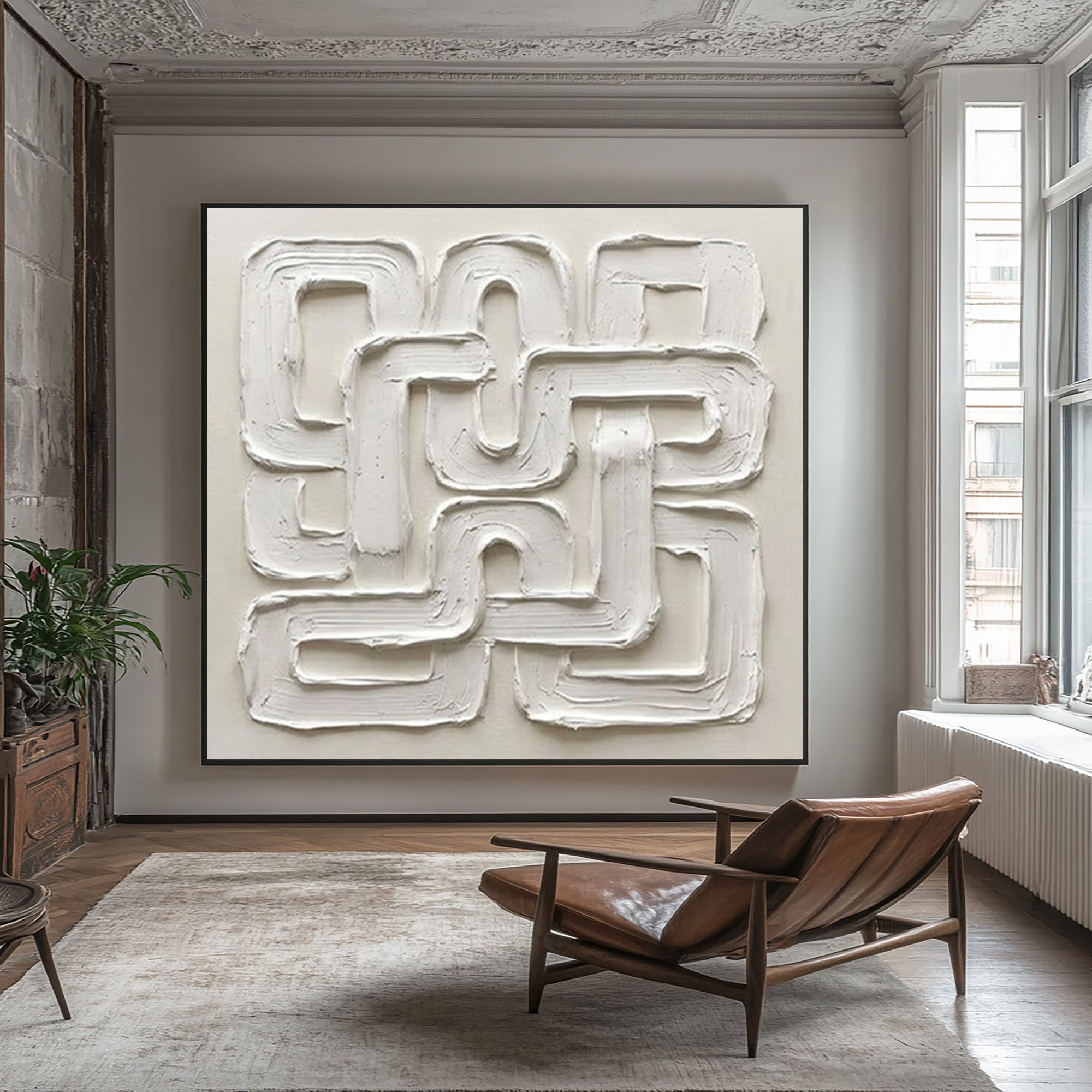 Large Architectural Flow Wall Art Neutral Sculptural Painting