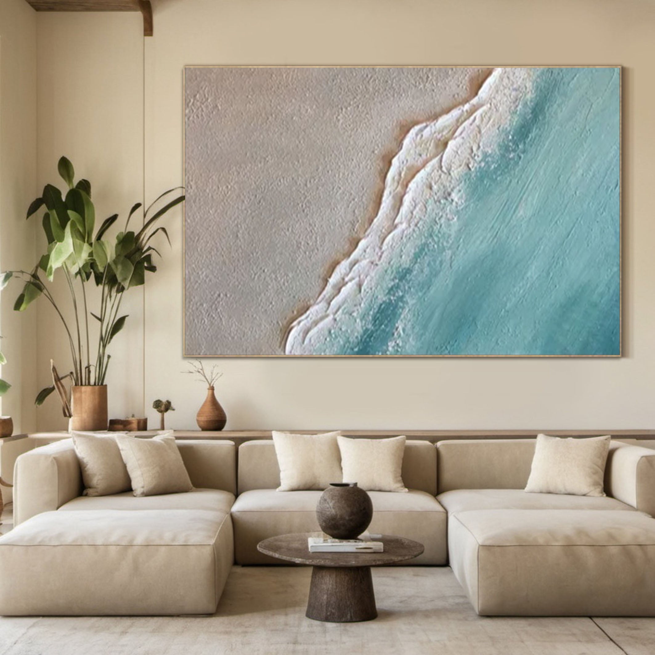 Coastal Serenity Canvas Art Tranquil Beach and Waves Wall Decor #OS 053