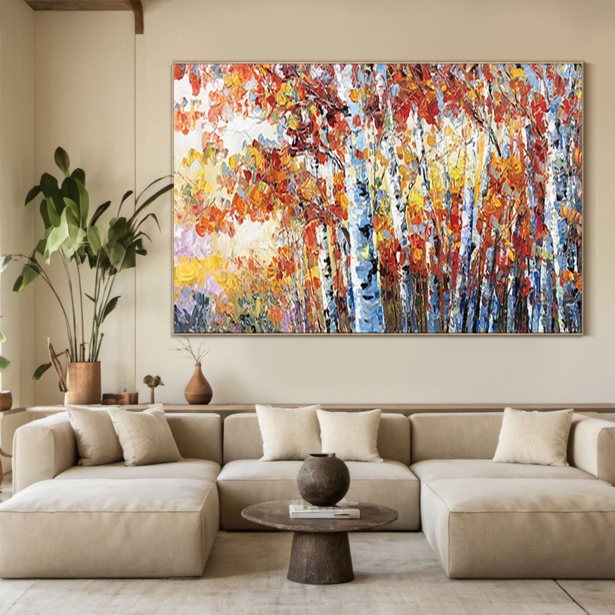 Autumn Whisper Large Colorful Forest Landscape Art #FT 042