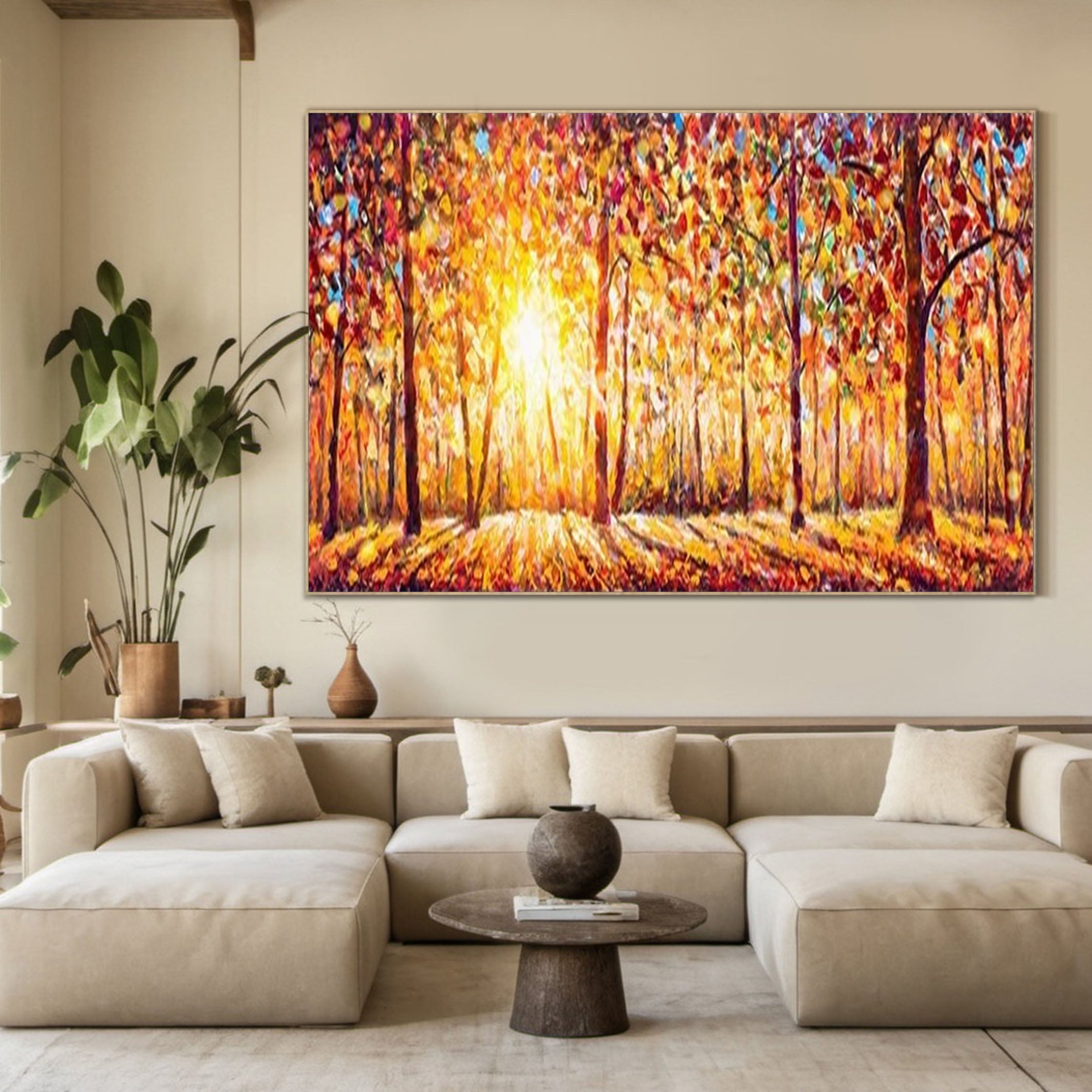 Autumn Whisper Large Colorful Forest Landscape Art #FT 041