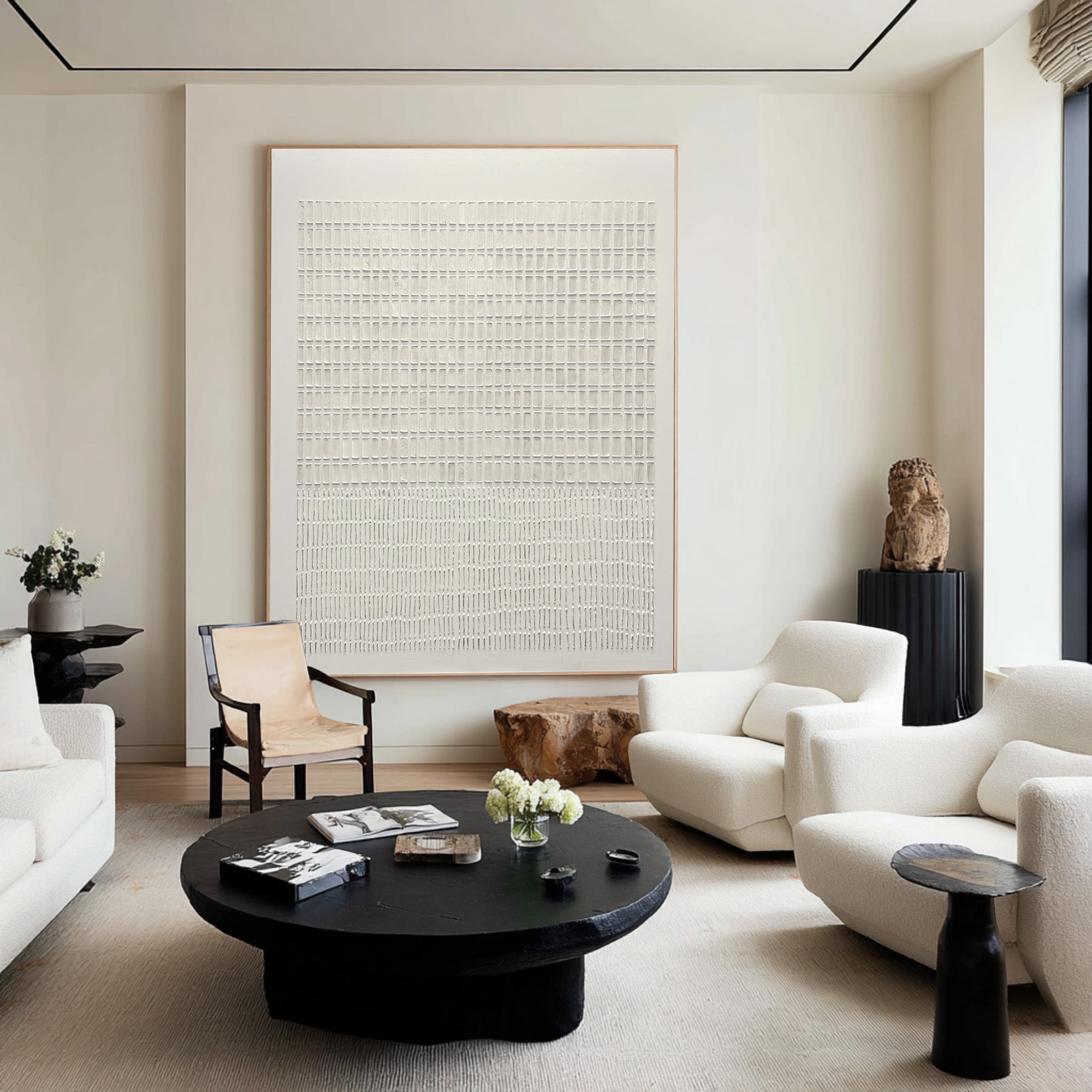 White Textured Minimal Oil Painting #CZ 048