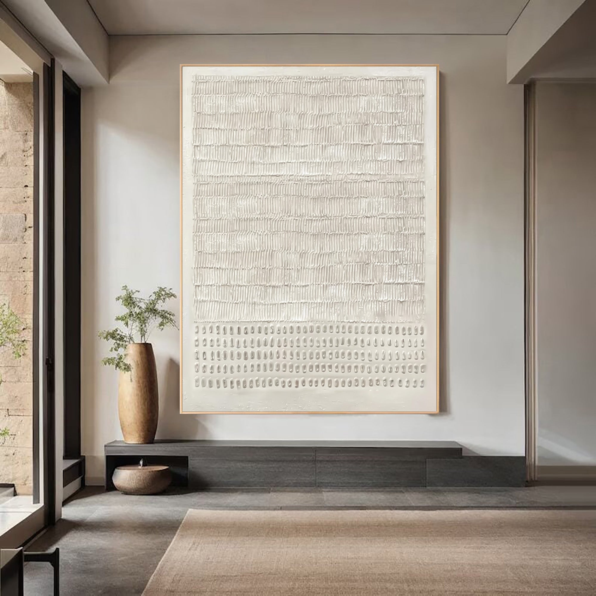 Minimalist Textured Canvas Home Decor Large Vertical #AG 045