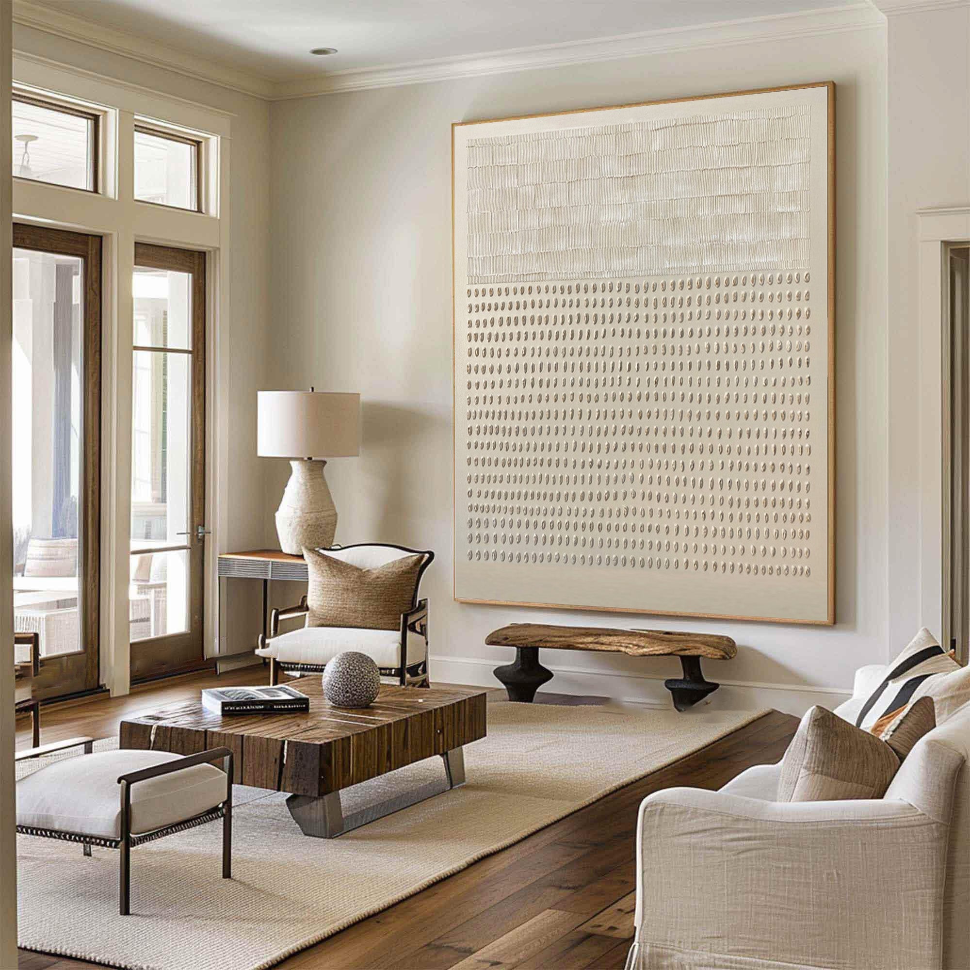 Contemporary White Neutral Wall Art Modern Decor #AG 047