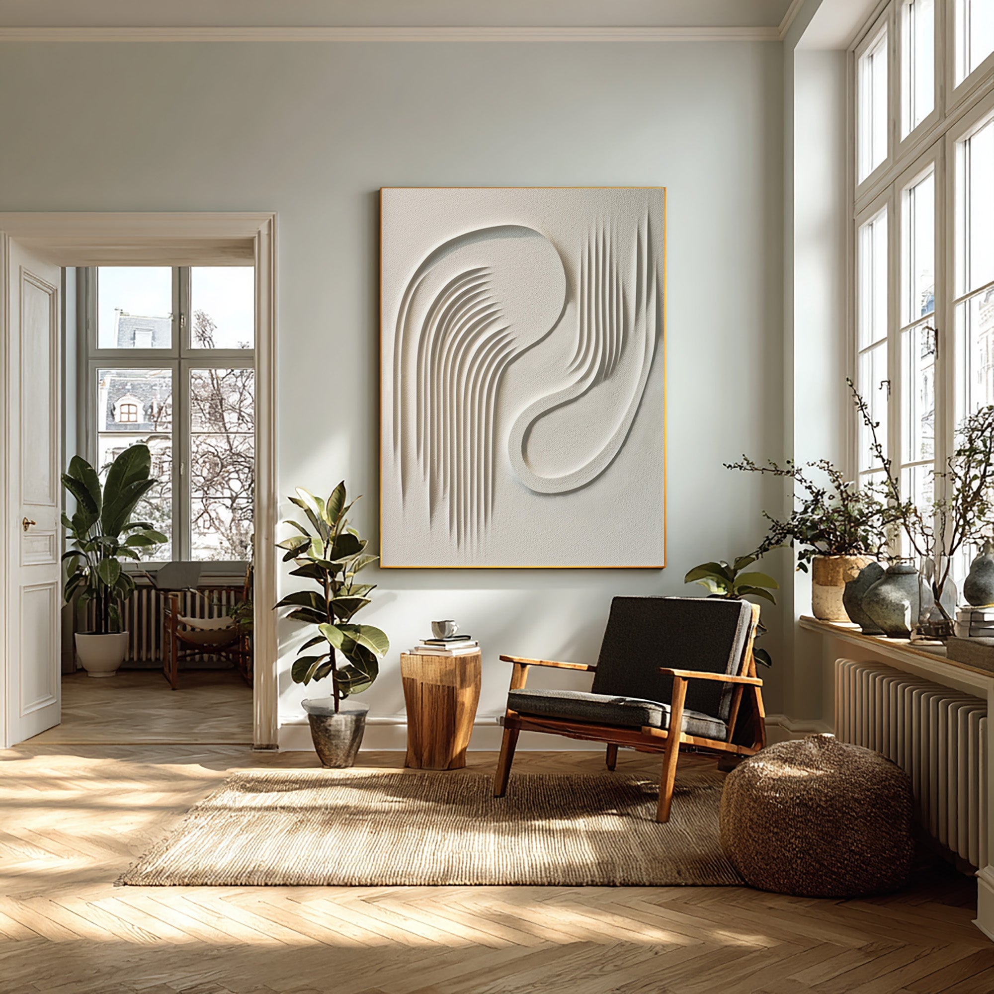 3D Textured Wall Art Abstract Flowing Lines Canvas #AG 095