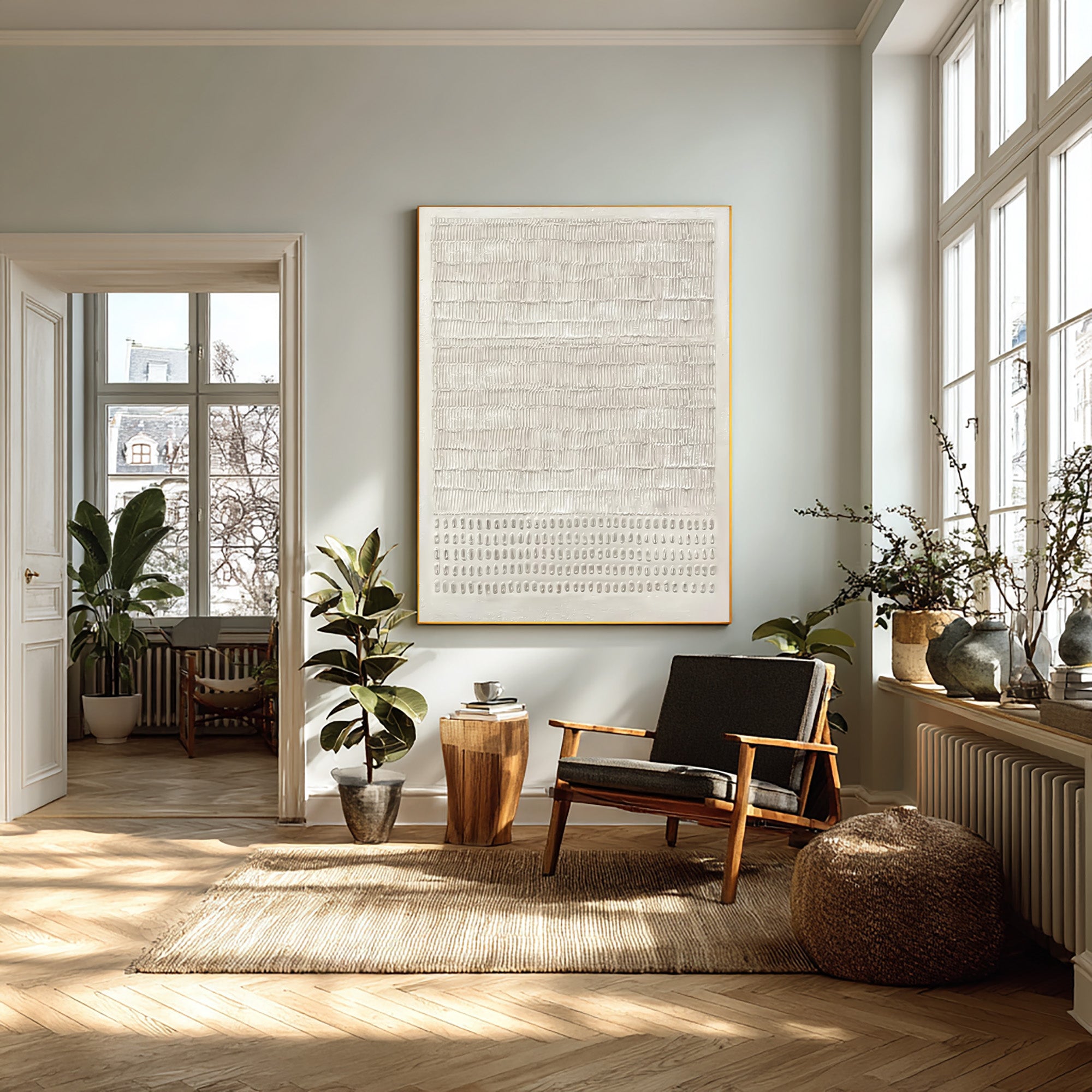 Minimalist Textured Canvas Home Decor Large Vertical #AG 045