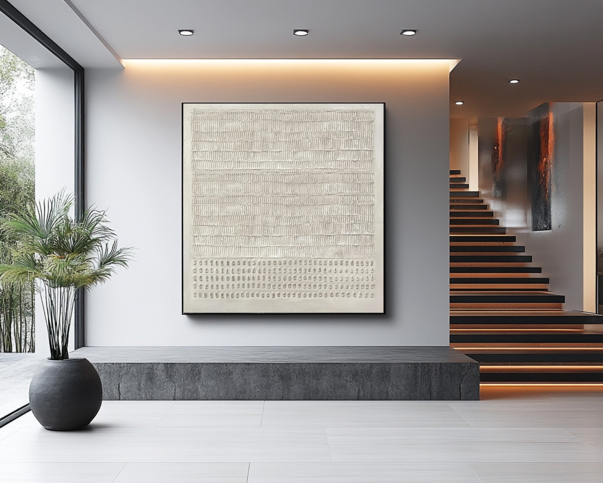 Abstract White Textured Wall Art - Modern Minimalist Decor #AG 027