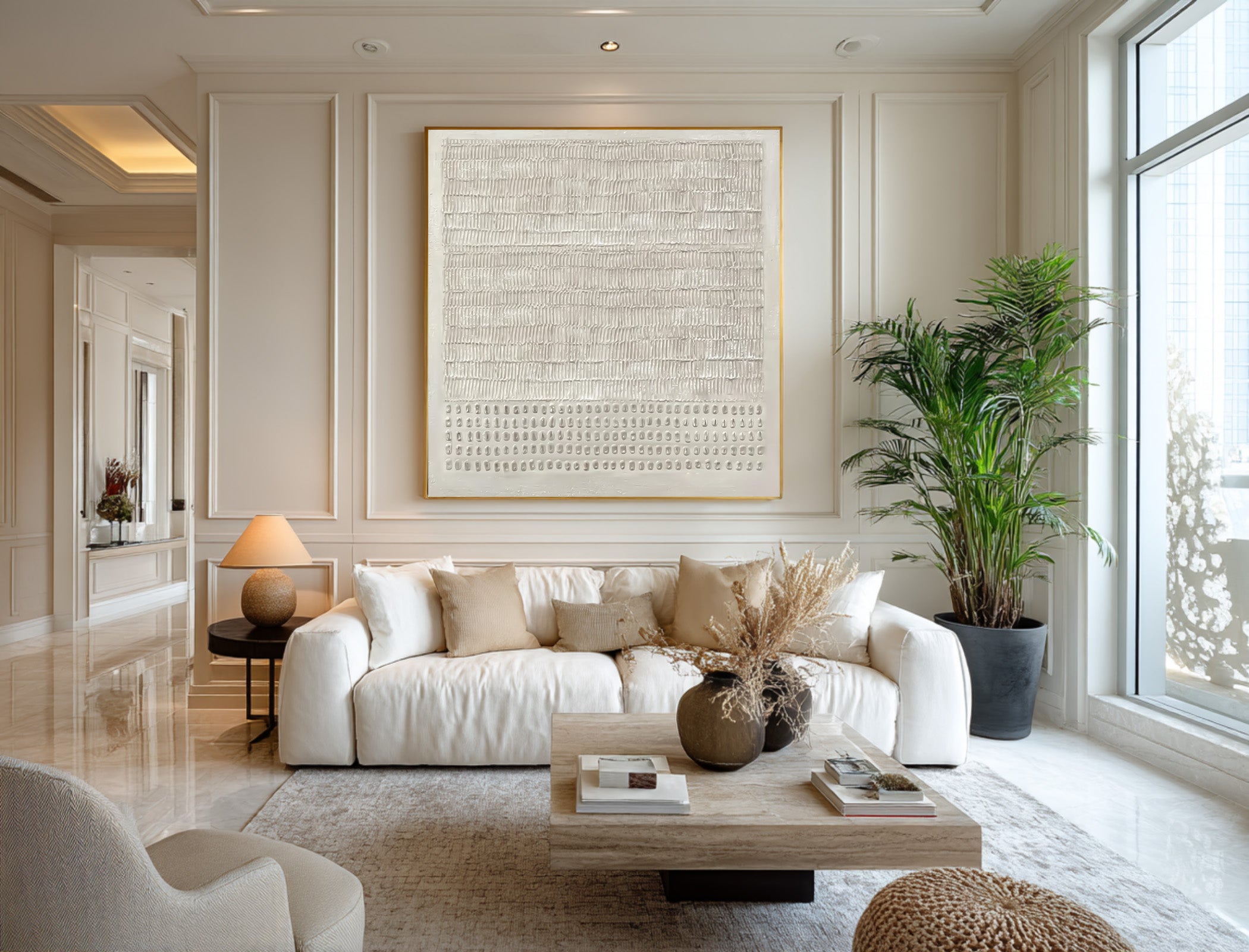 Abstract White Textured Wall Art - Modern Minimalist Decor #AG 027