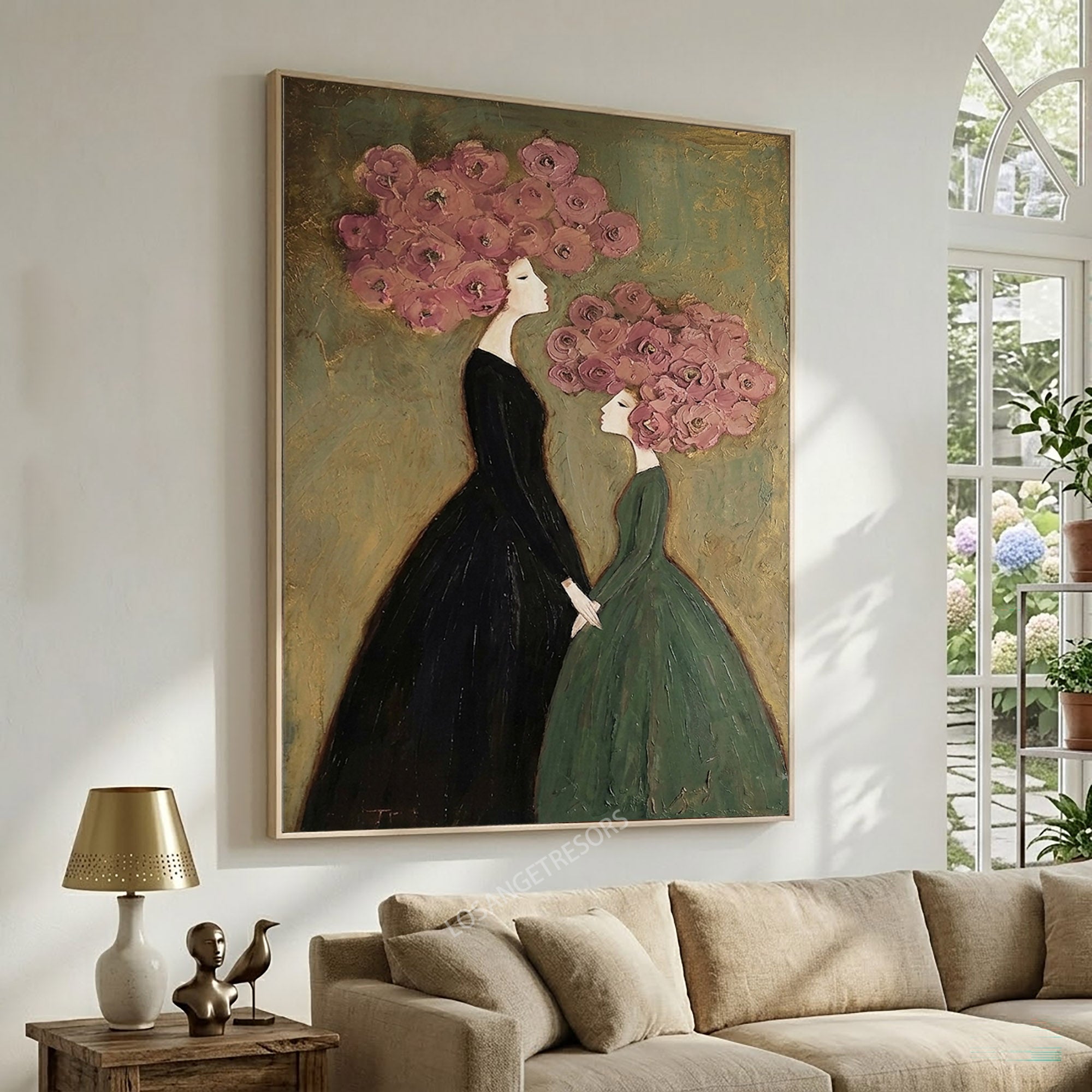 Large Floral Portrait Wall Art Modern Botanical Figure Oil Painting